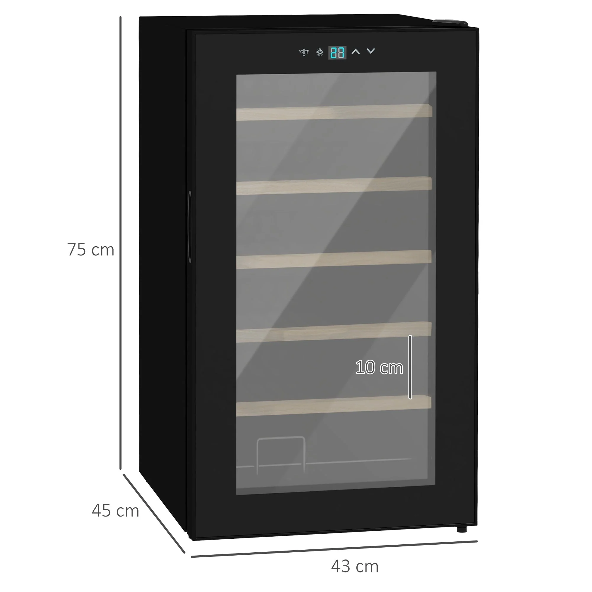 Small Wine Cooler, 24 Bottle Adjustable Temperature LED Lighting, Black - Image 3