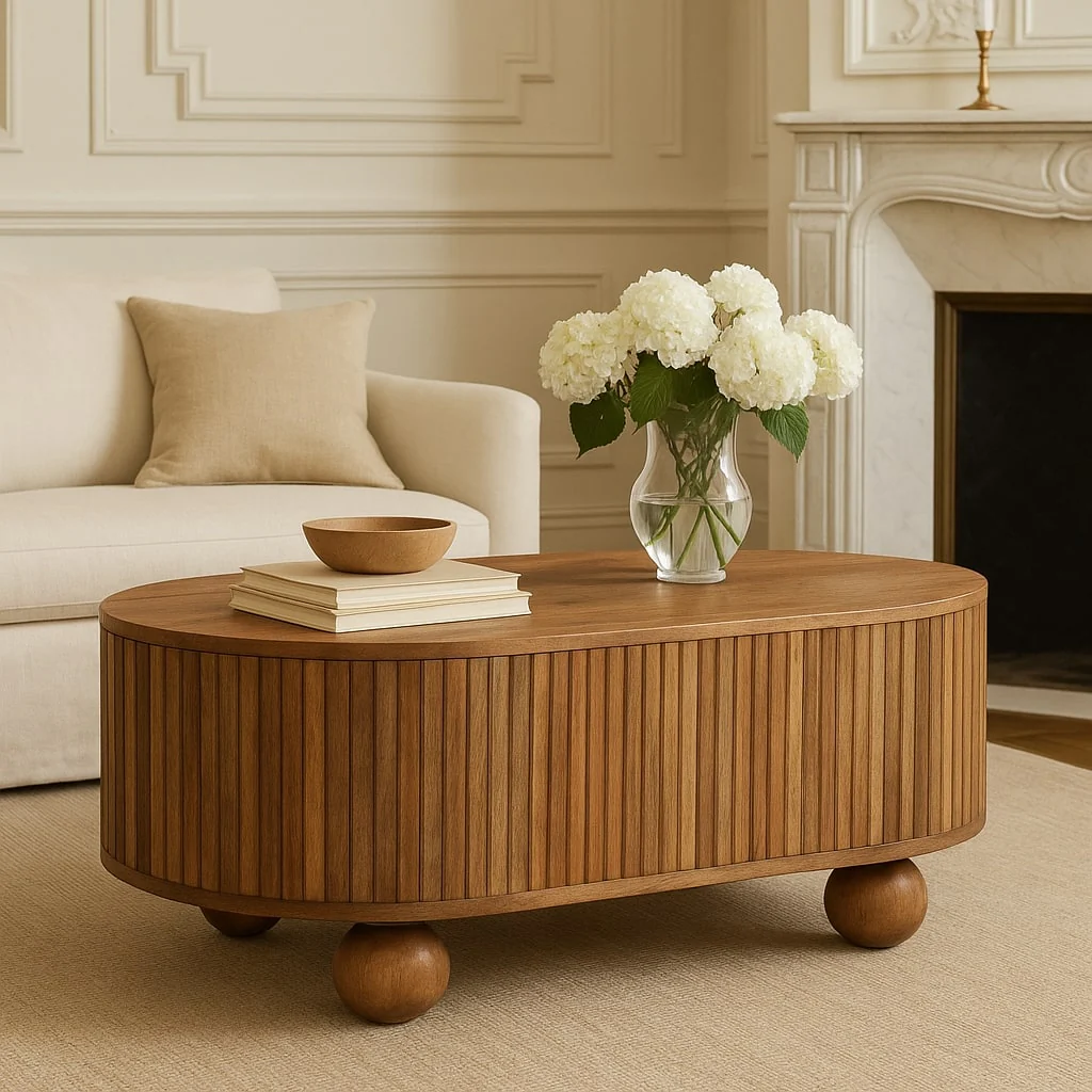 Soba Ball Lid-up Coffee Table, Solid Mango Wood