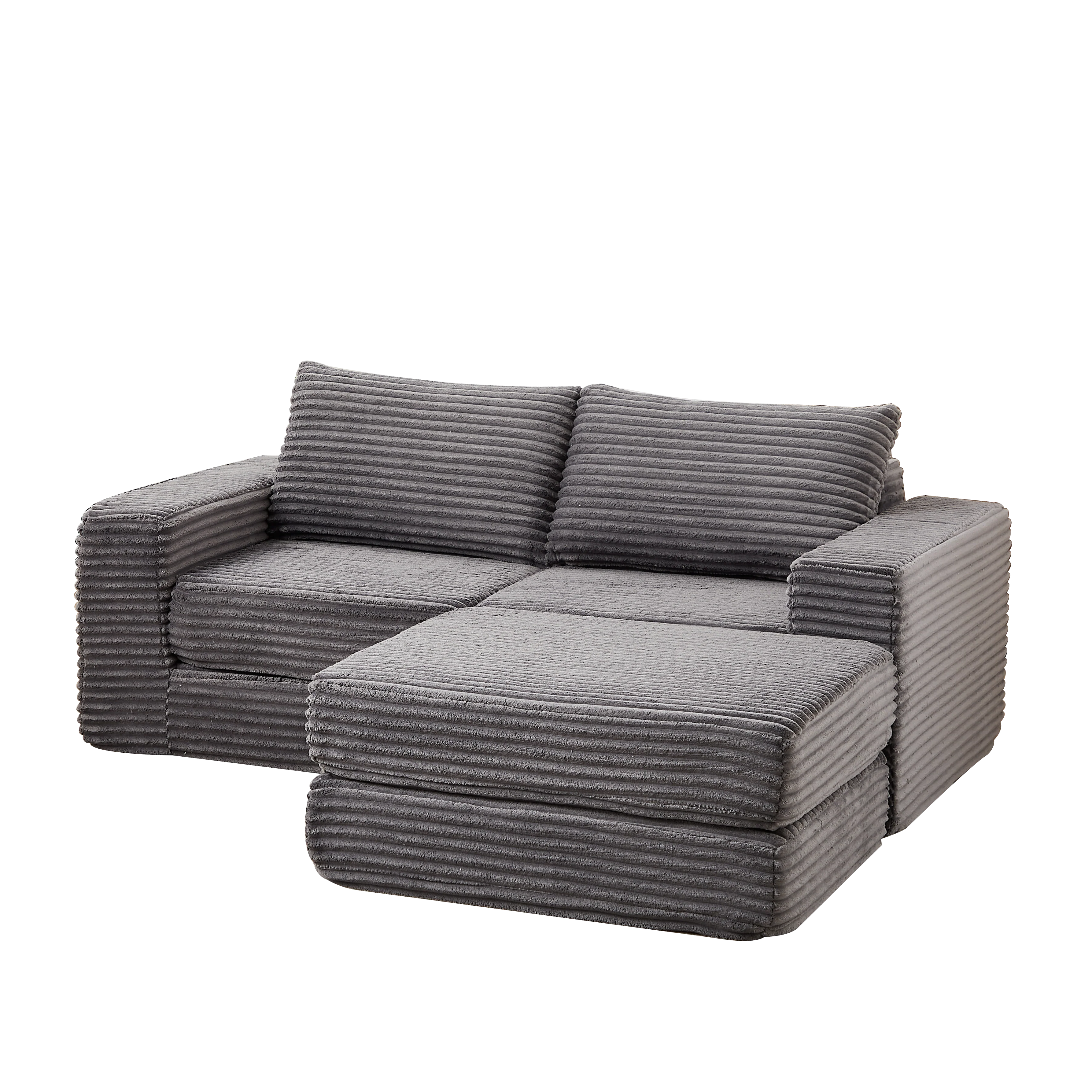 Sofa Bed 2-in-1 Modular with Removable Footstool Corduroy - Image 7