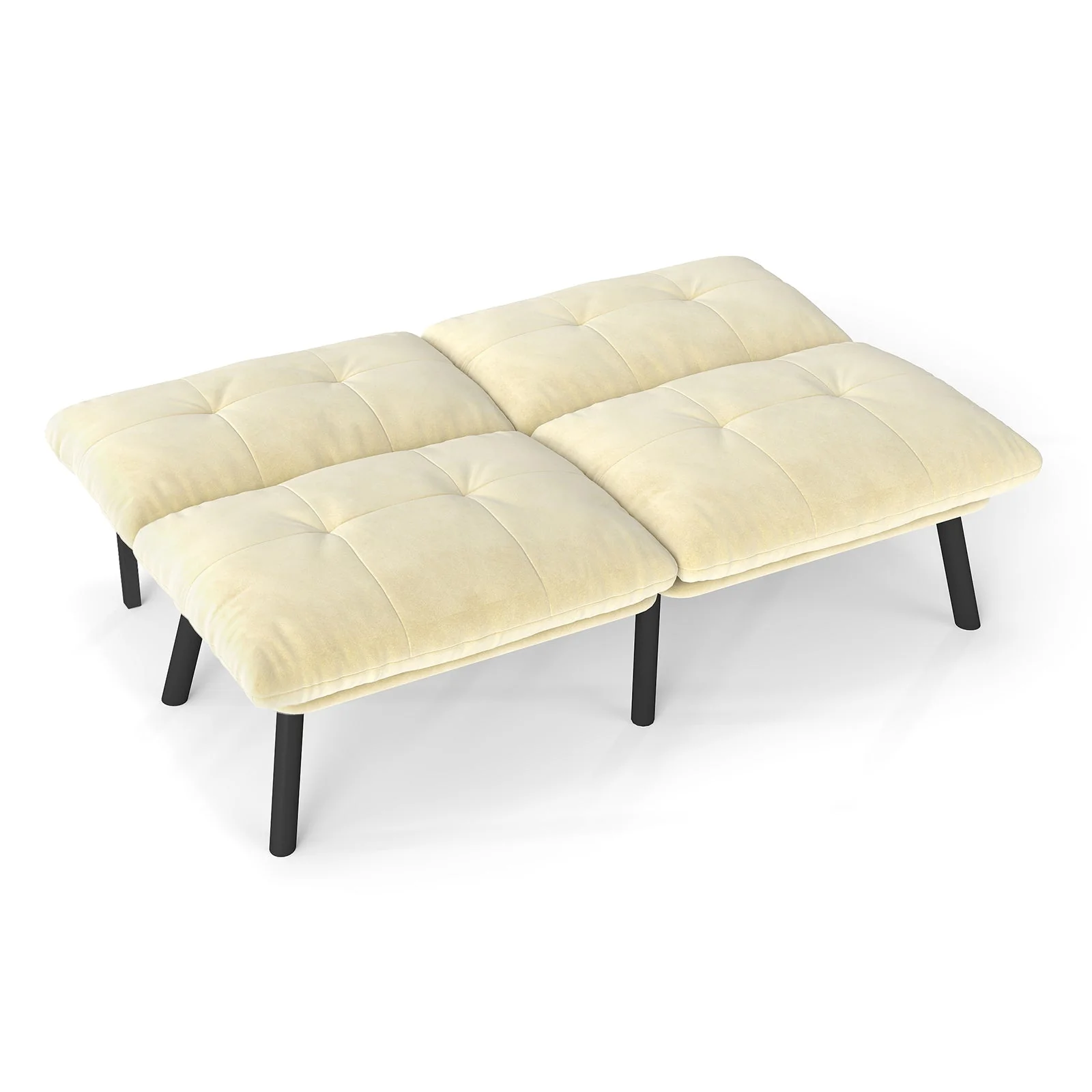 Sofa Bed 2-Seater Foldable Futon - Cream - Image 7