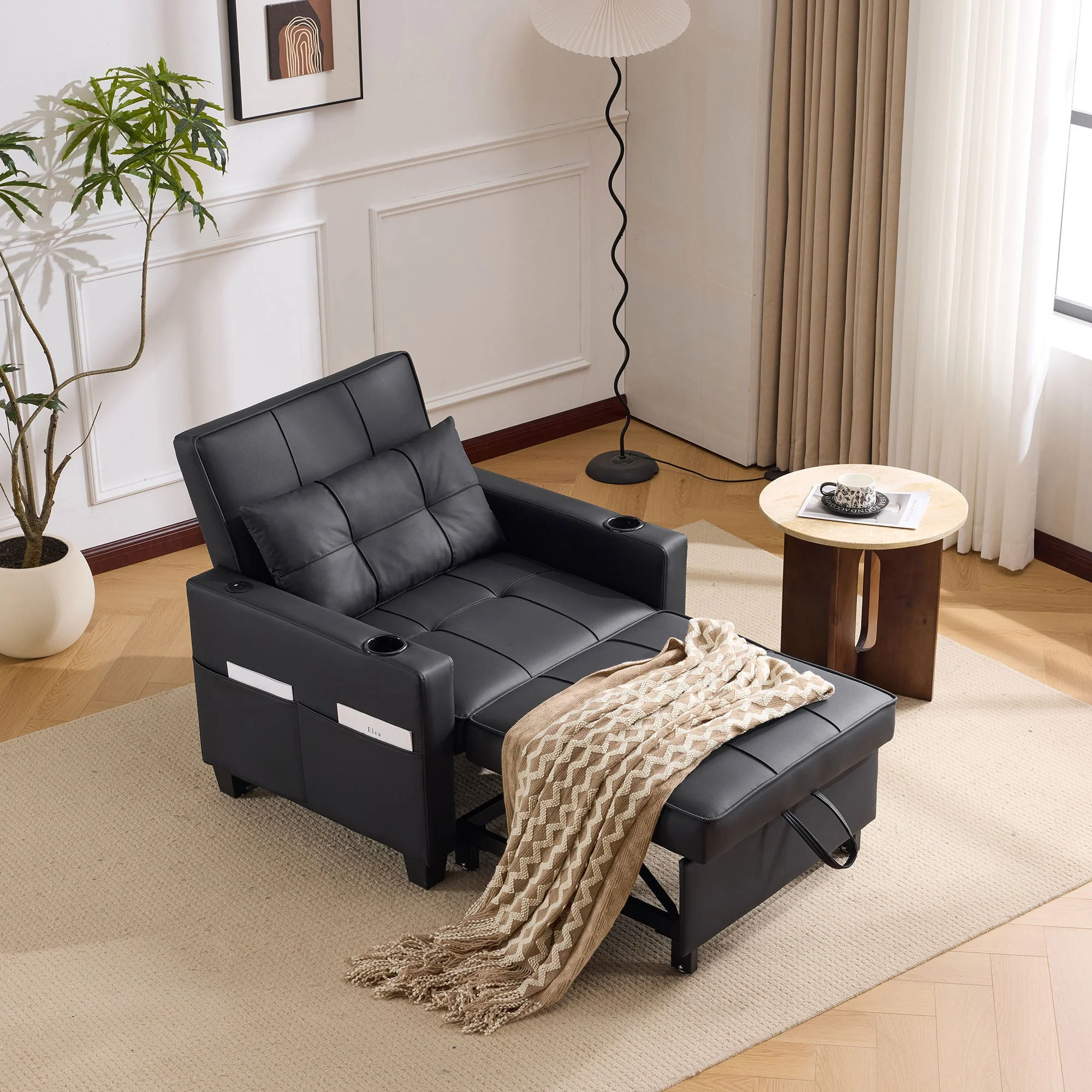 Sofa Bed, 3-in-1 Pull-Out with Cup Holders & USB Port - Image 9