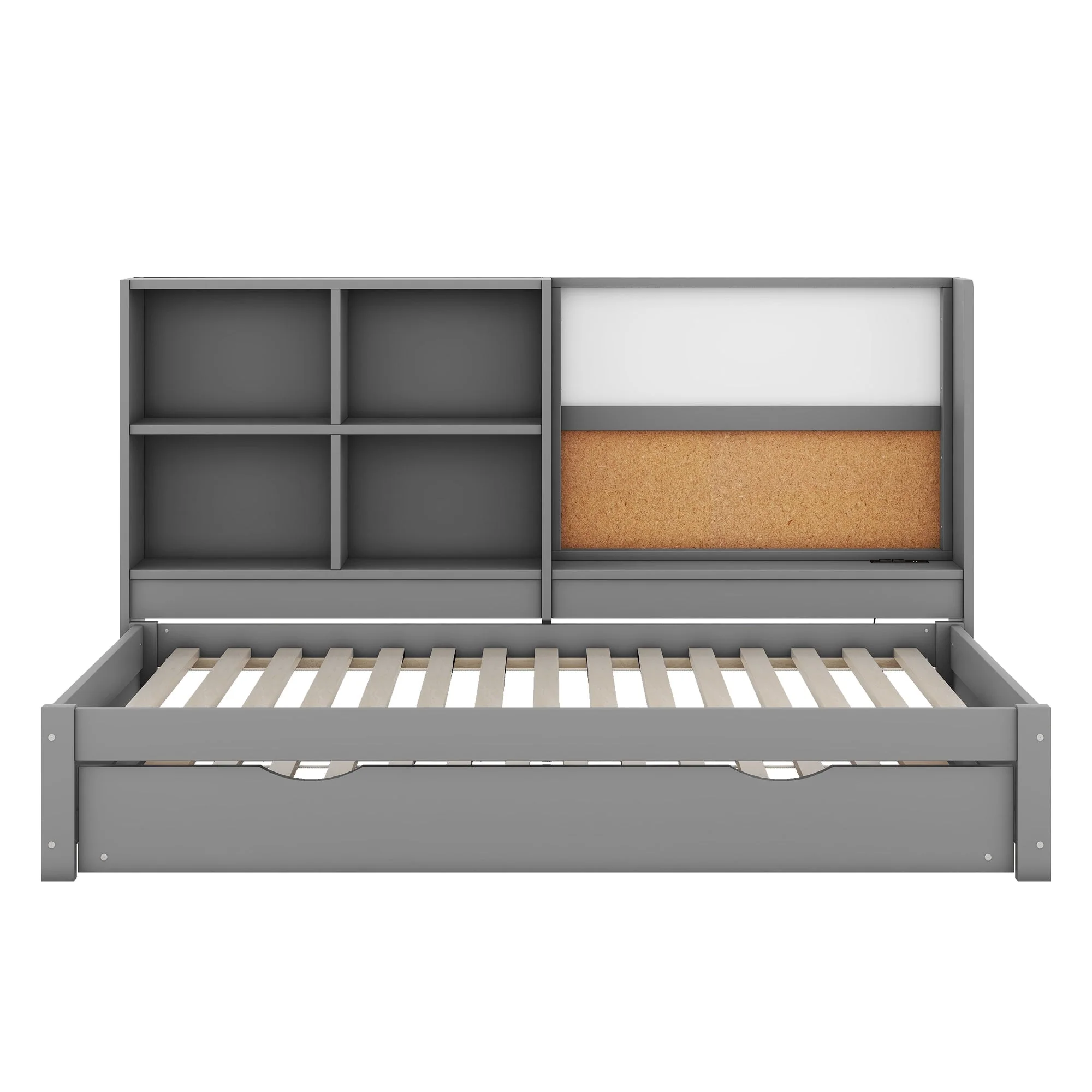 Sofa Bed 90x200cm Pull-out Bed USB Charging Drawing Board Storage - Grey - Image 10