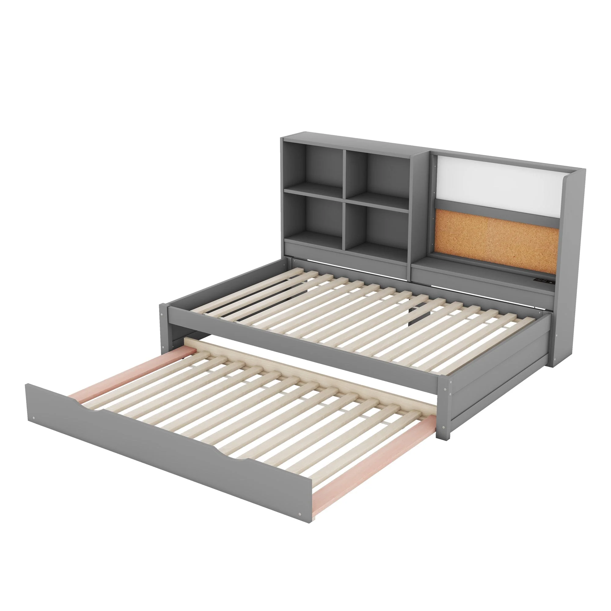 Sofa Bed 90x200cm Pull-out Bed USB Charging Drawing Board Storage - Grey - Image 7