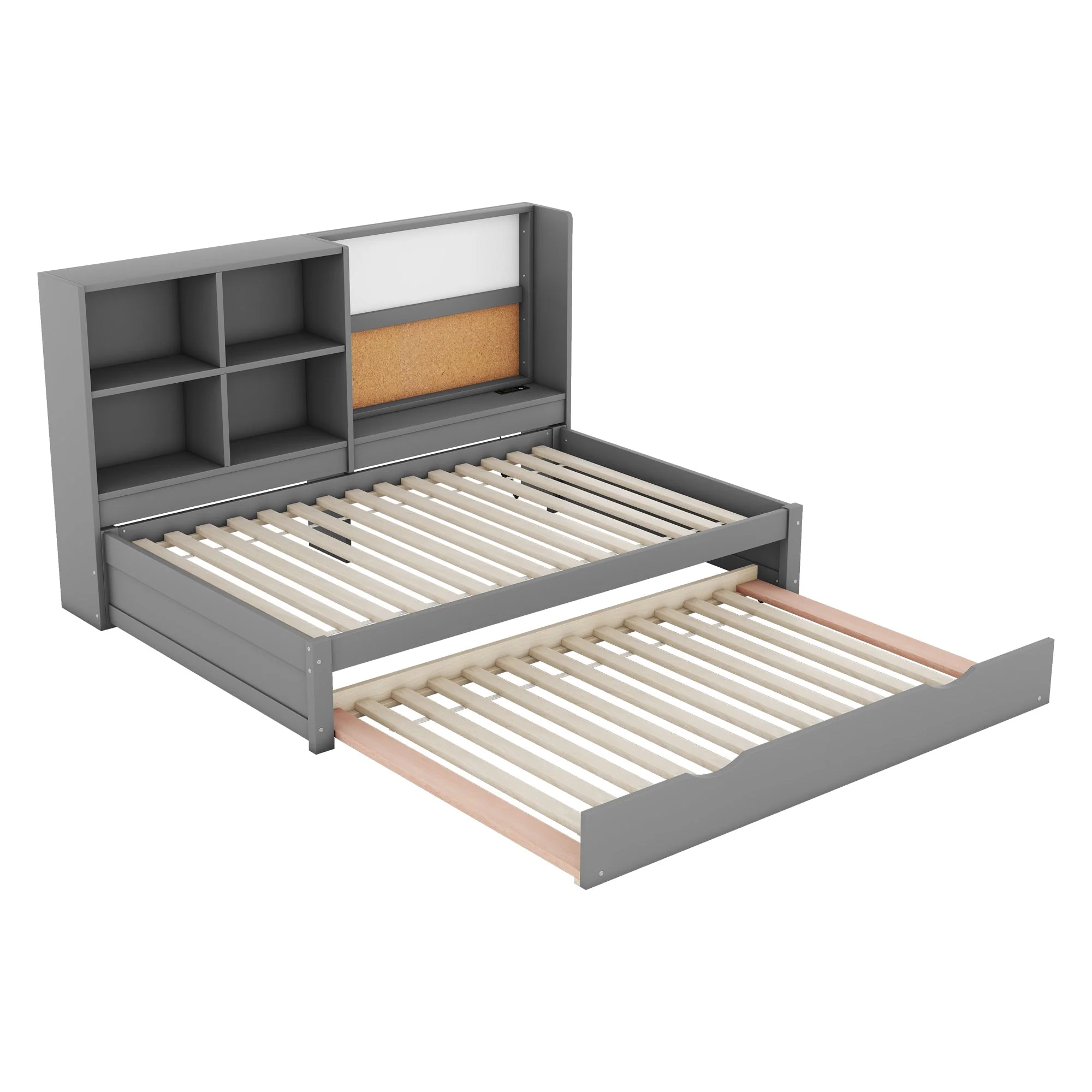Sofa Bed 90x200cm Pull-out Bed USB Charging Drawing Board Storage - Grey - Image 9