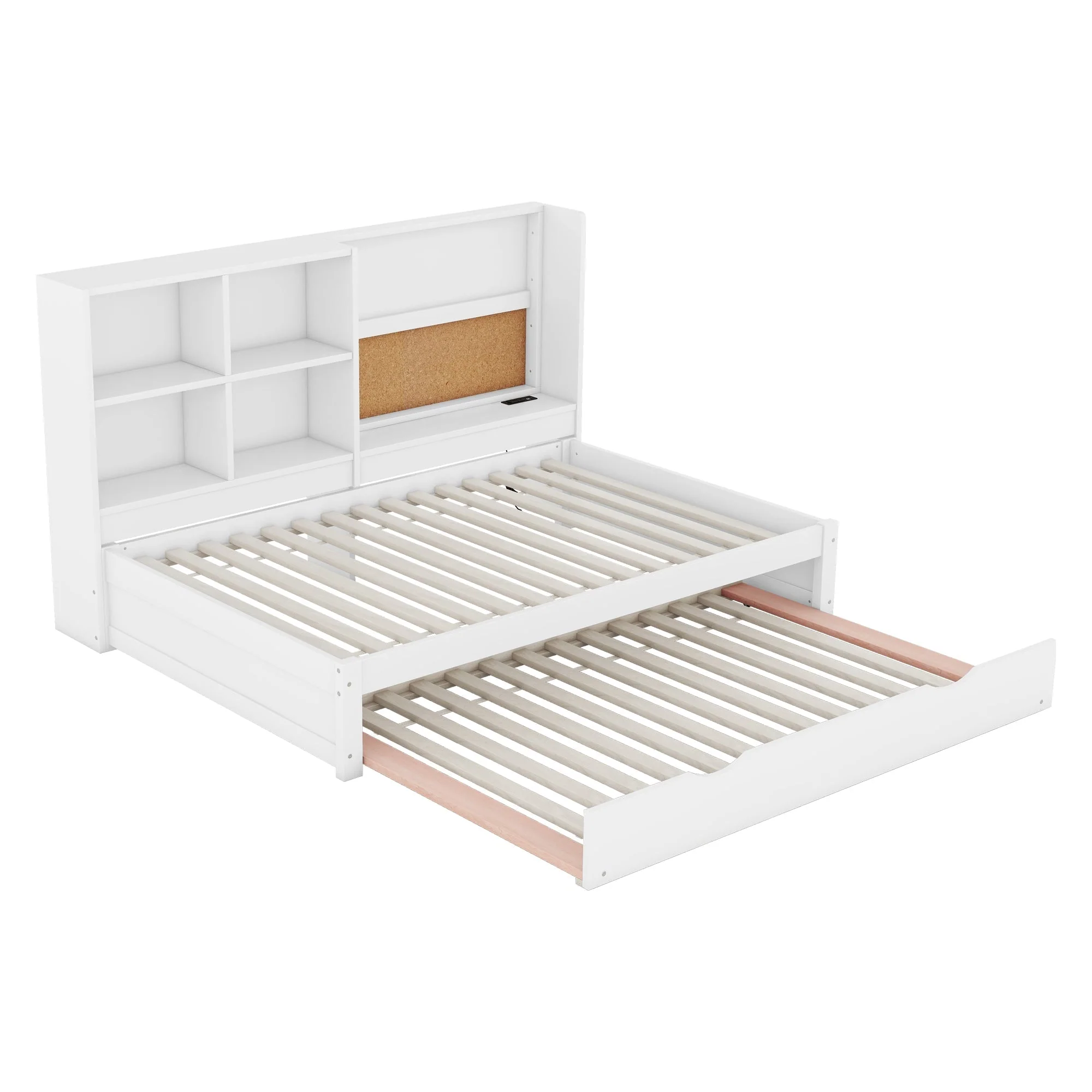 Sofa Bed 90x200cm Pull-out Bed USB Charging Drawing Board Storage - White - Image 7