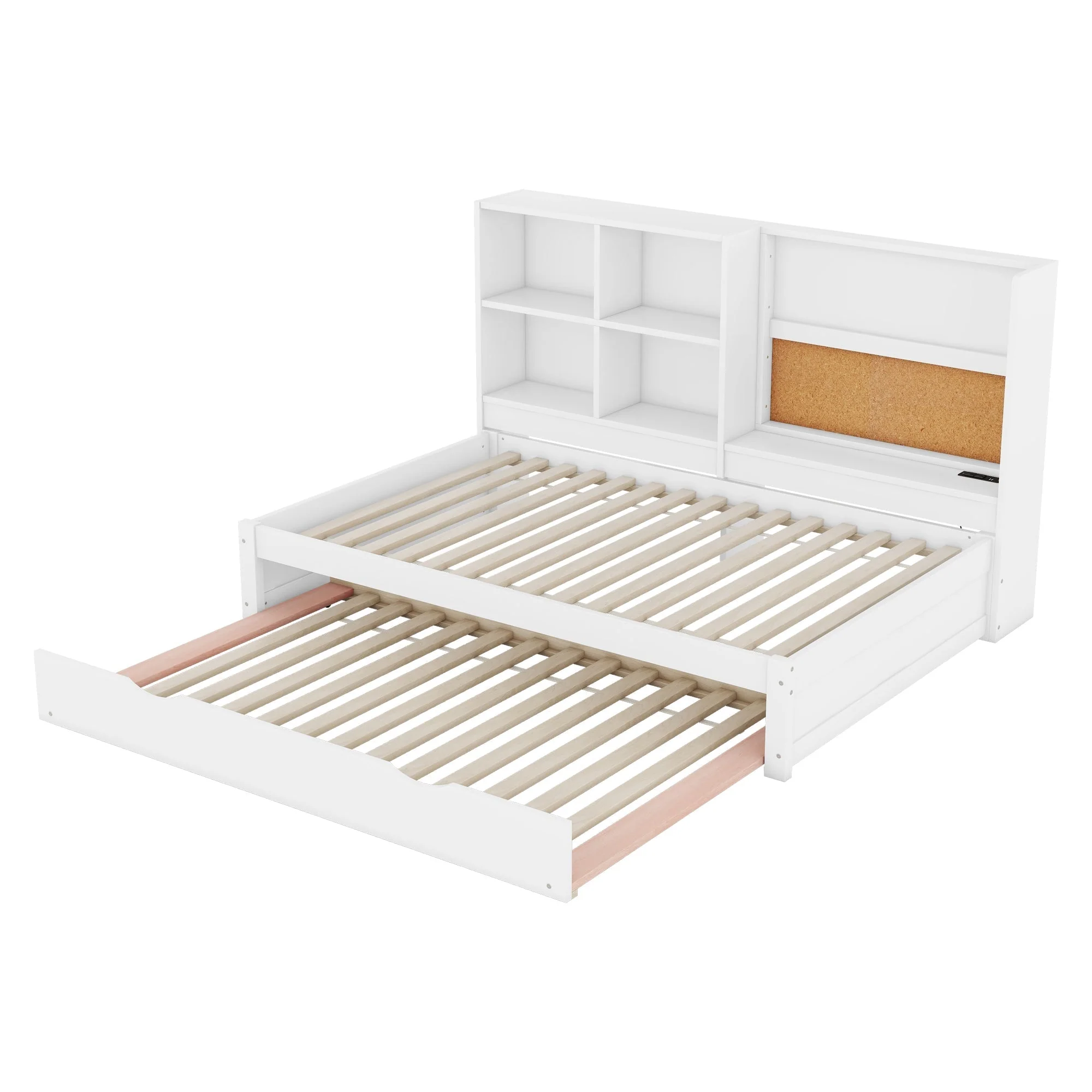 Sofa Bed 90x200cm Pull-out Bed USB Charging Drawing Board Storage - White - Image 8