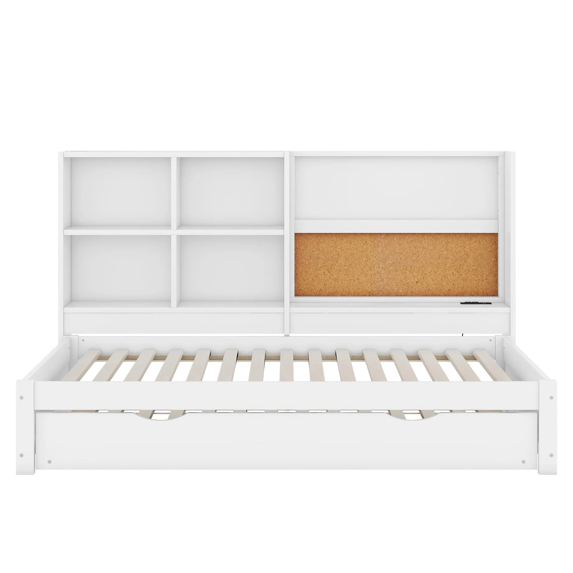 Sofa Bed 90x200cm Pull-out Bed USB Charging Drawing Board Storage - White - Image 9