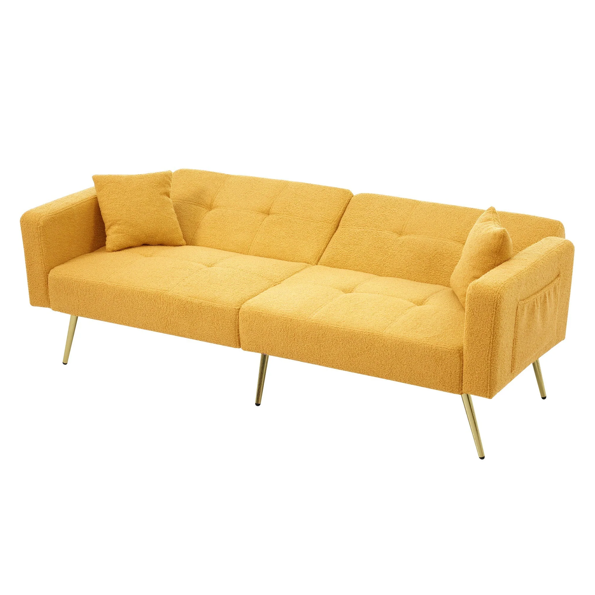 Sofa Bed Adjustable Angle Storage Side Pockets Gold Legs - Image 10