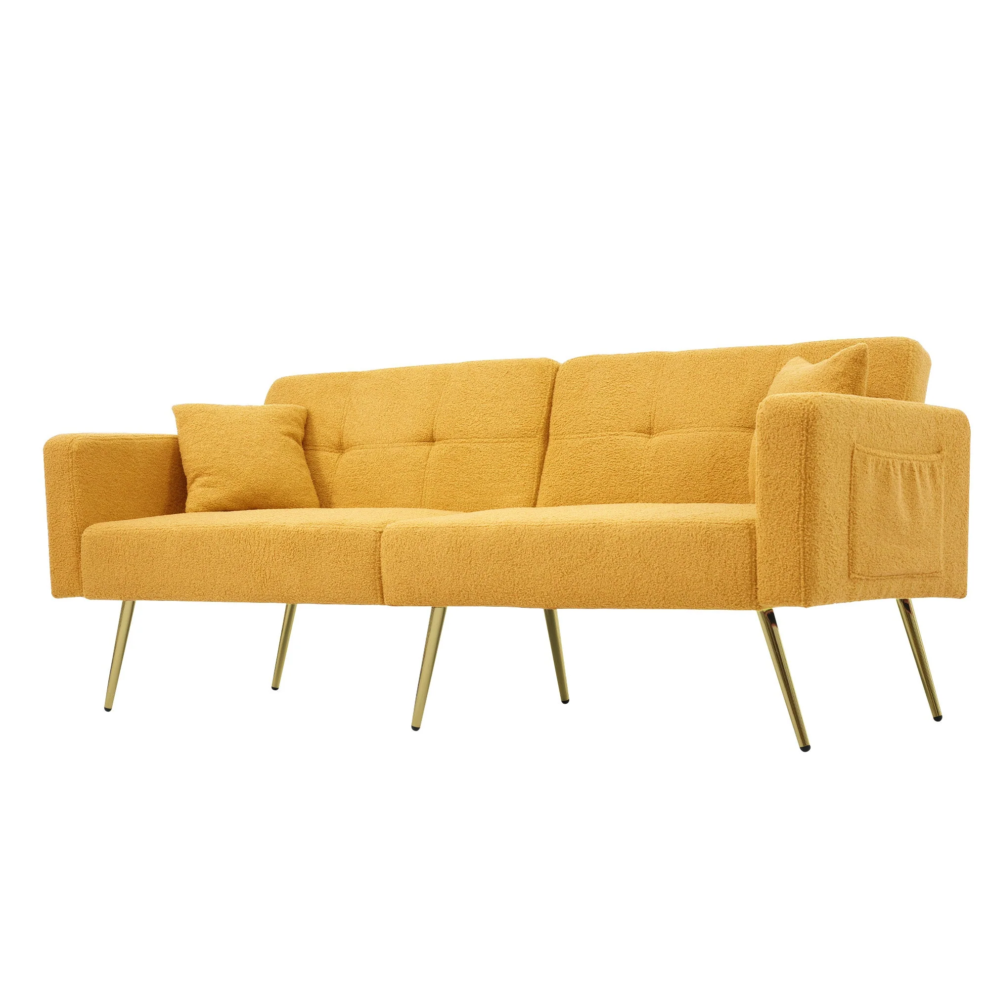 Sofa Bed Adjustable Angle Storage Side Pockets Gold Legs - Image 7
