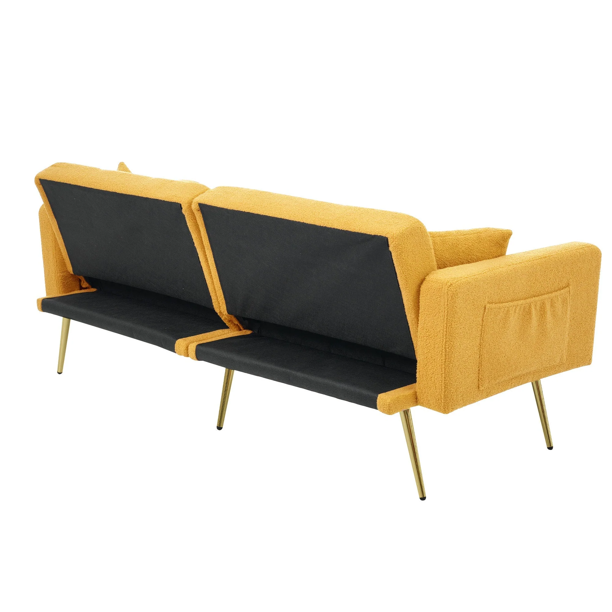 Sofa Bed Adjustable Angle Storage Side Pockets Gold Legs - Image 9