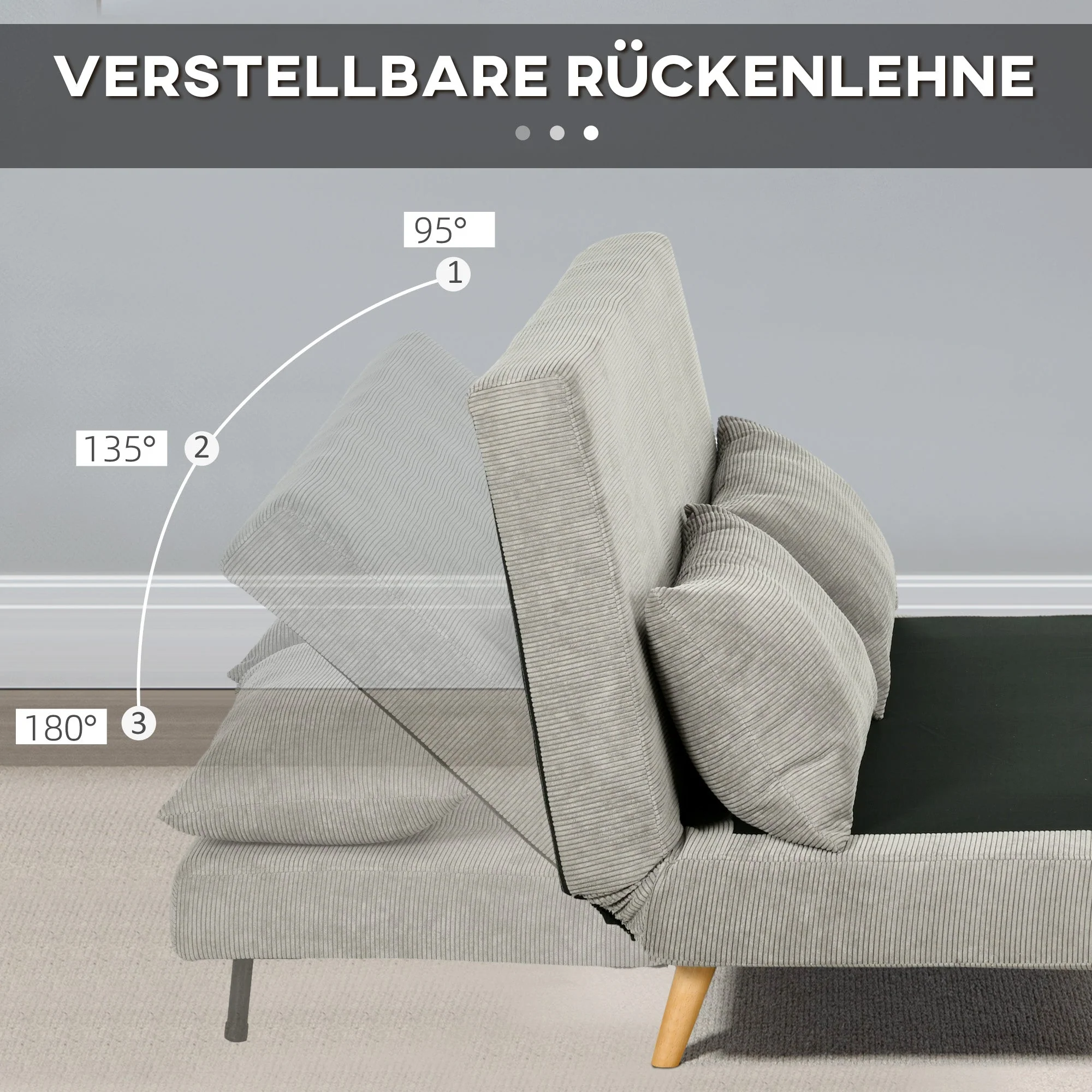 Sofa Bed Fold-Down Adjustable Backrest Velvet Grey - Image 5
