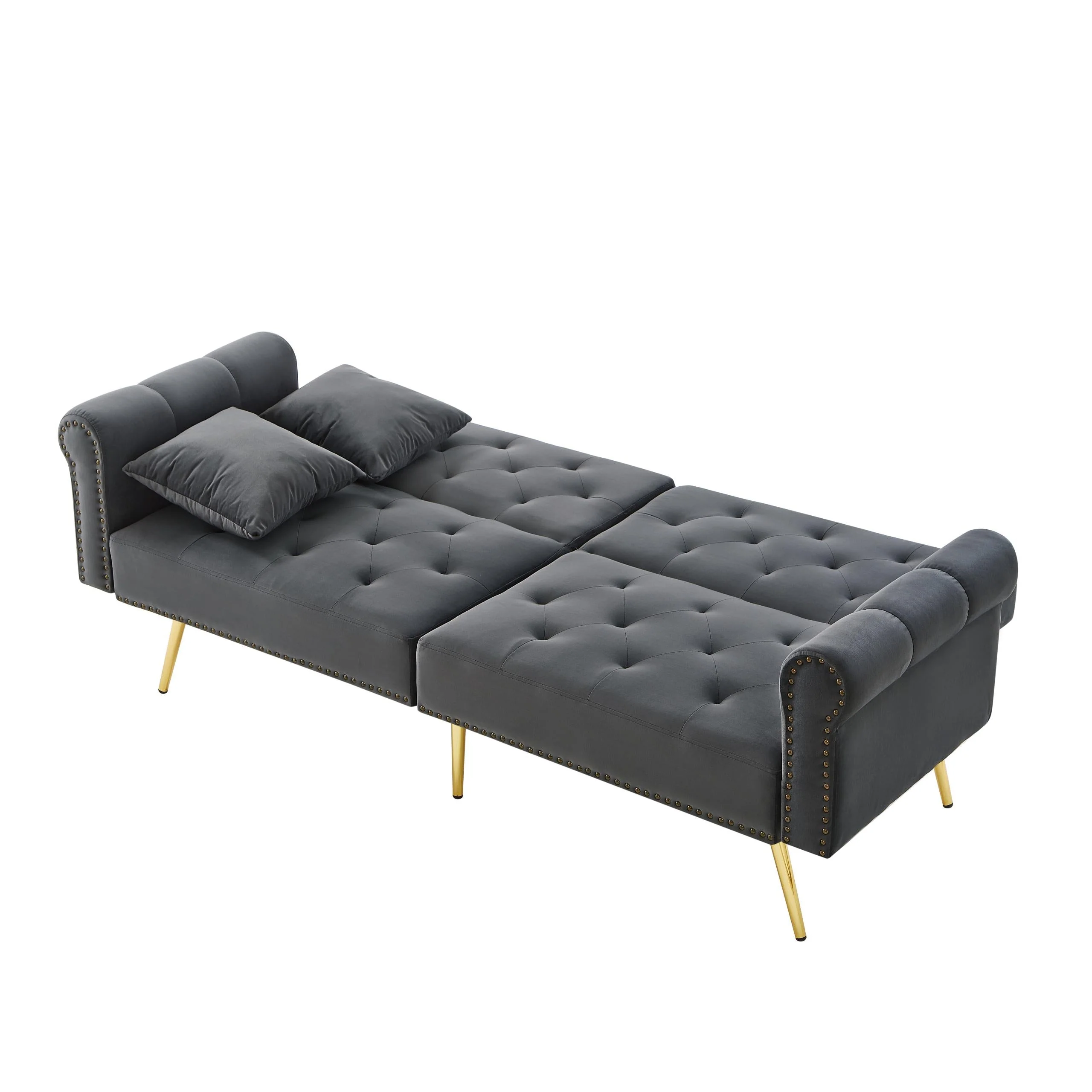 Sofa Bed, Modern 2-Seater with 3-Level Adjustable Backrest, Velvet - Image 10