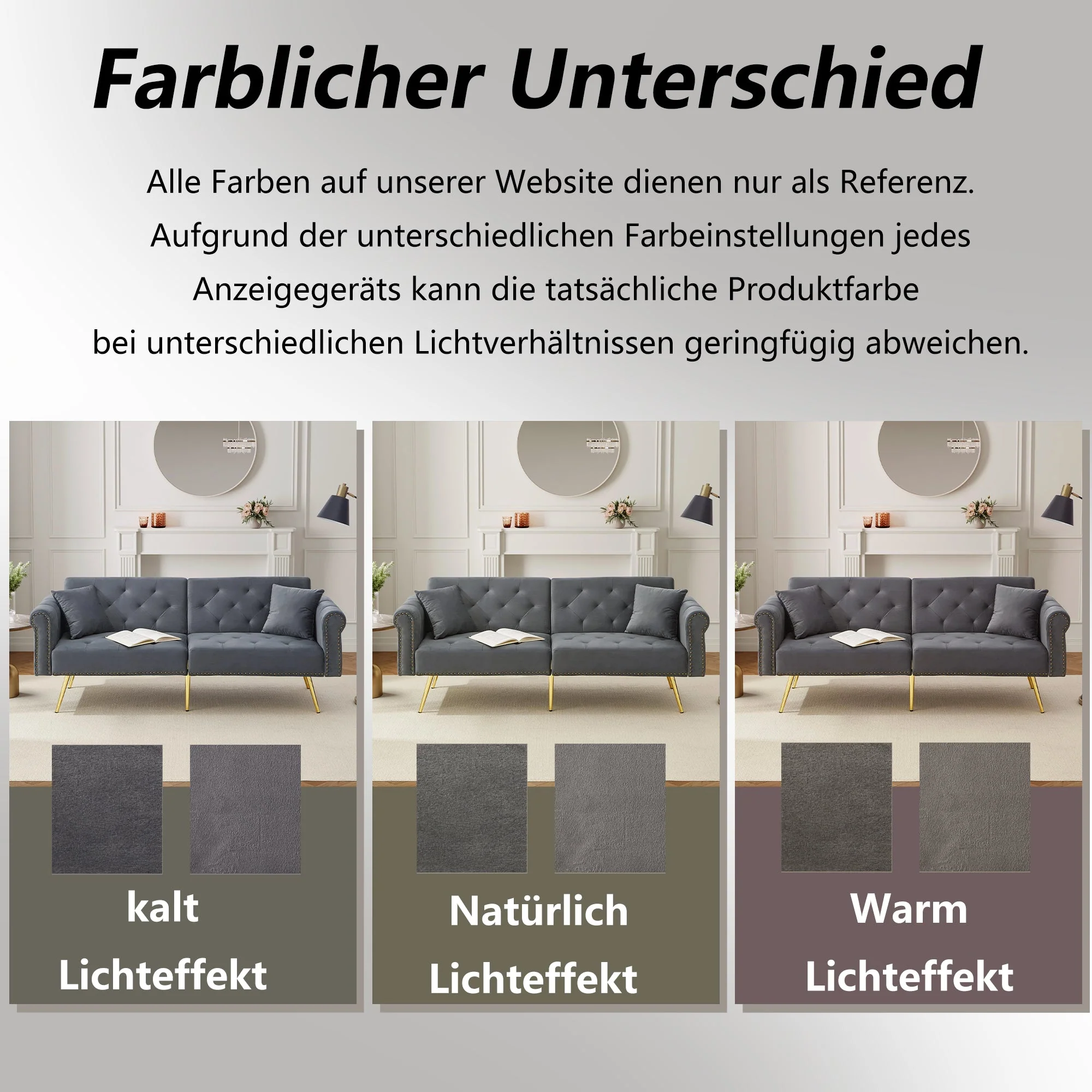 Sofa Bed, Modern 2-Seater with 3-Level Adjustable Backrest, Velvet - Image 7