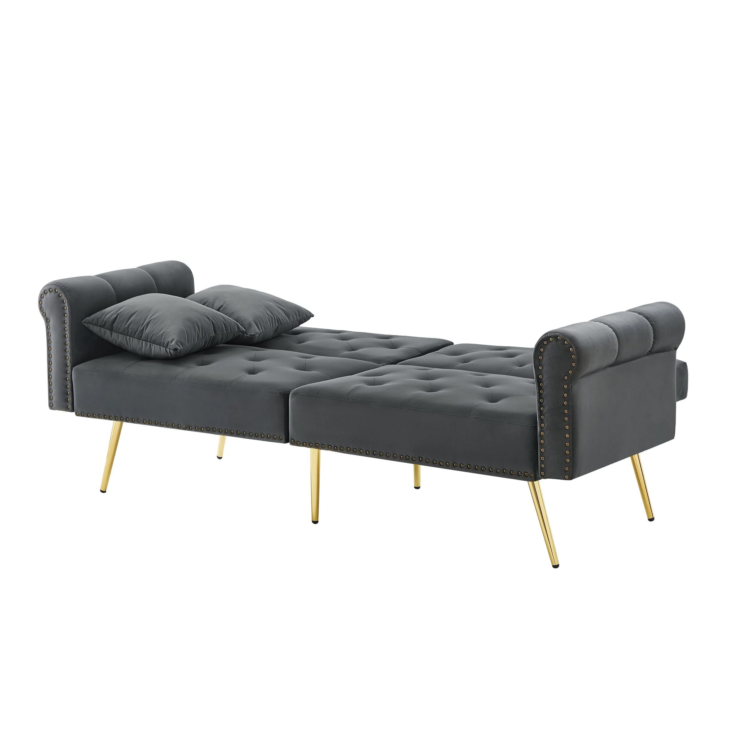 Sofa Bed, Modern 2-Seater with 3-Level Adjustable Backrest, Velvet - Image 9