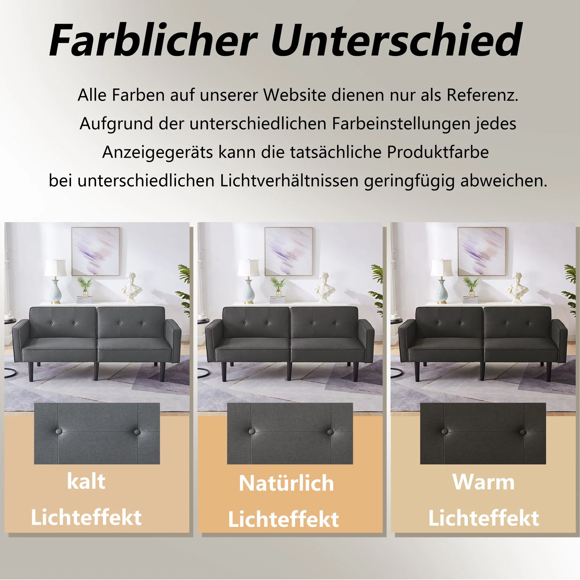 Sofa Bed, Multifunctional 2-in-1, Adjustable Backrests, Cotton Linen Fabric - Image 5