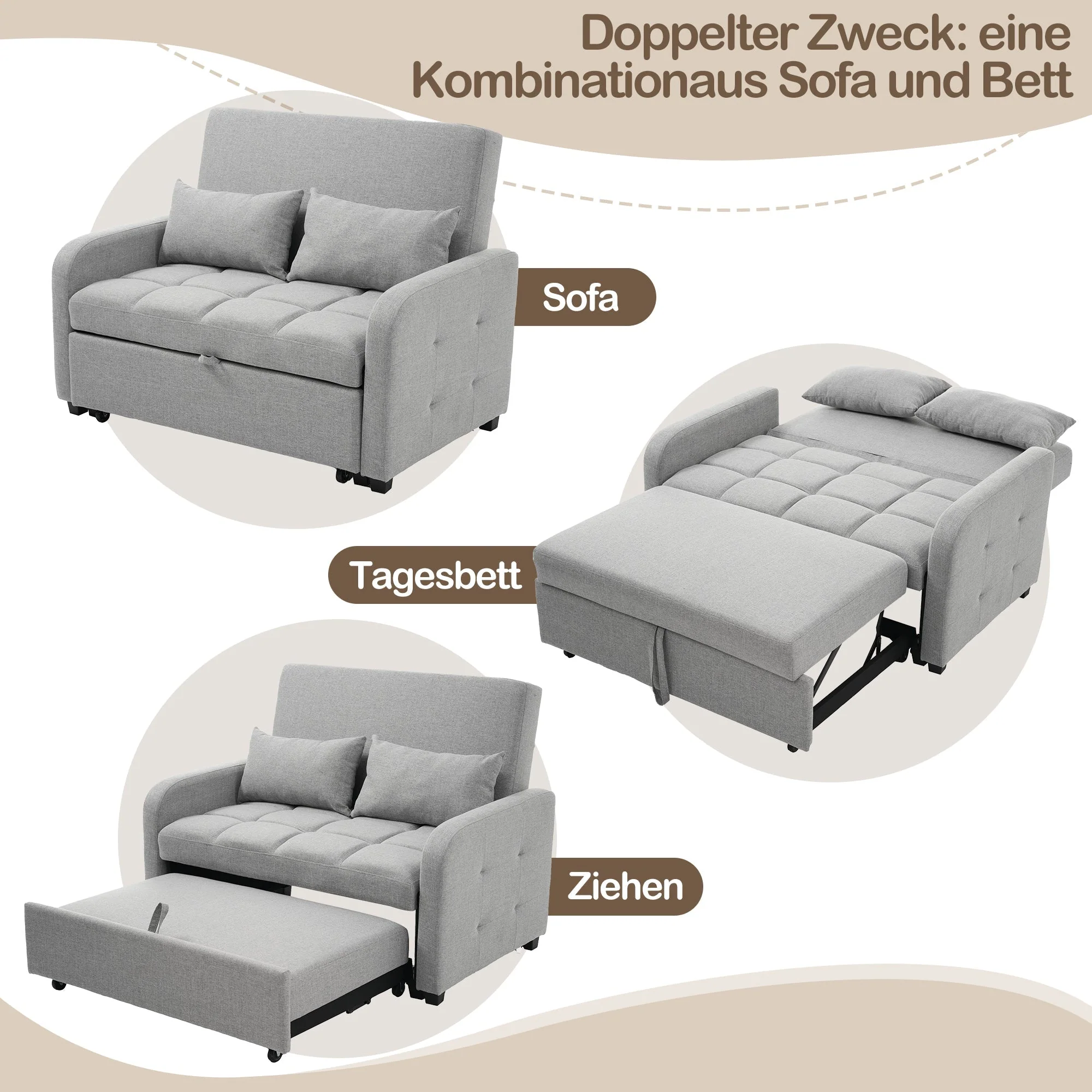 Sofa Bed, Multifunctional Folding Adjustable Backrest 180x127cm - Image 4