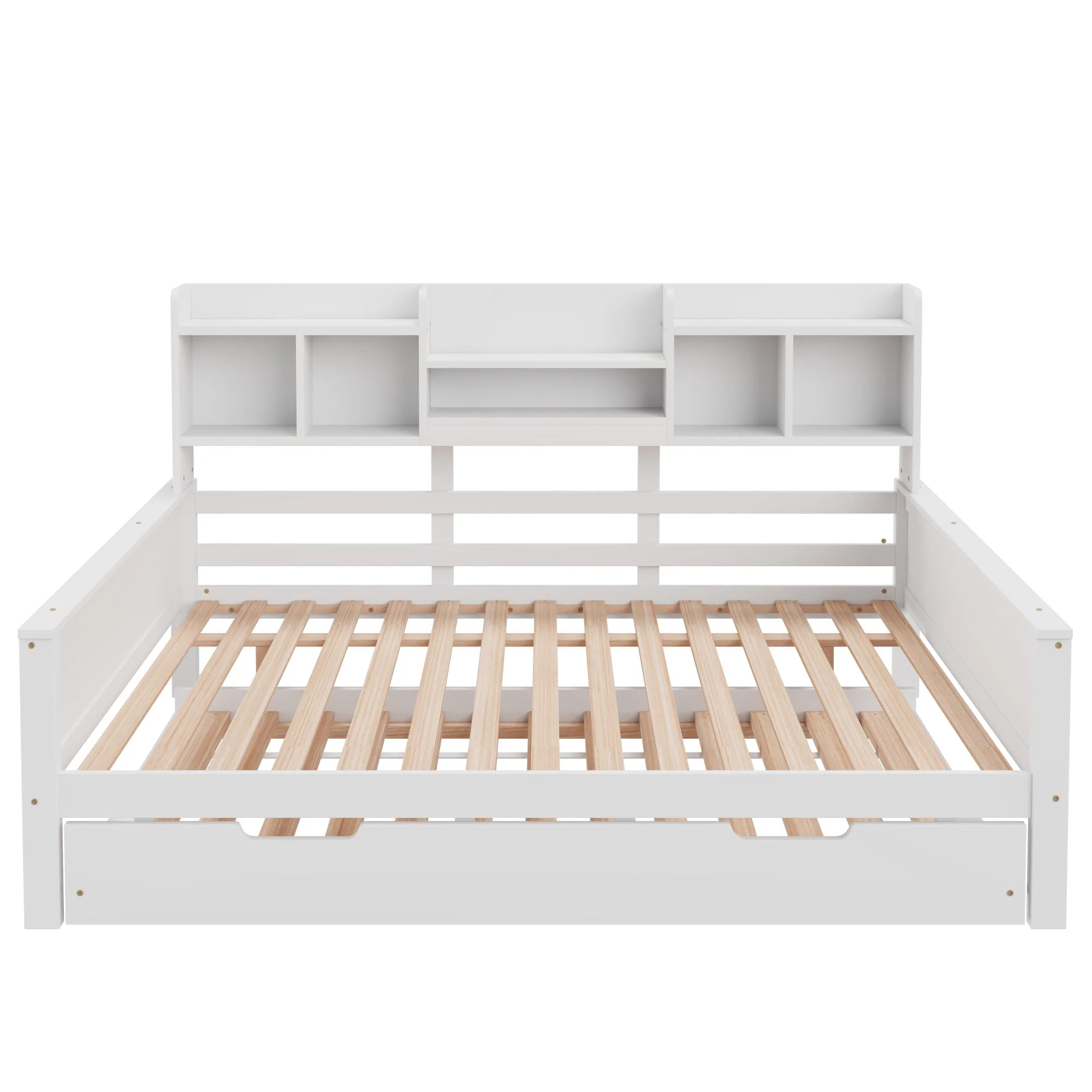 Sofa Bed, Pull-Out 140x200CM, Storage & Slatted Frame, Pine Wood White - Image 8