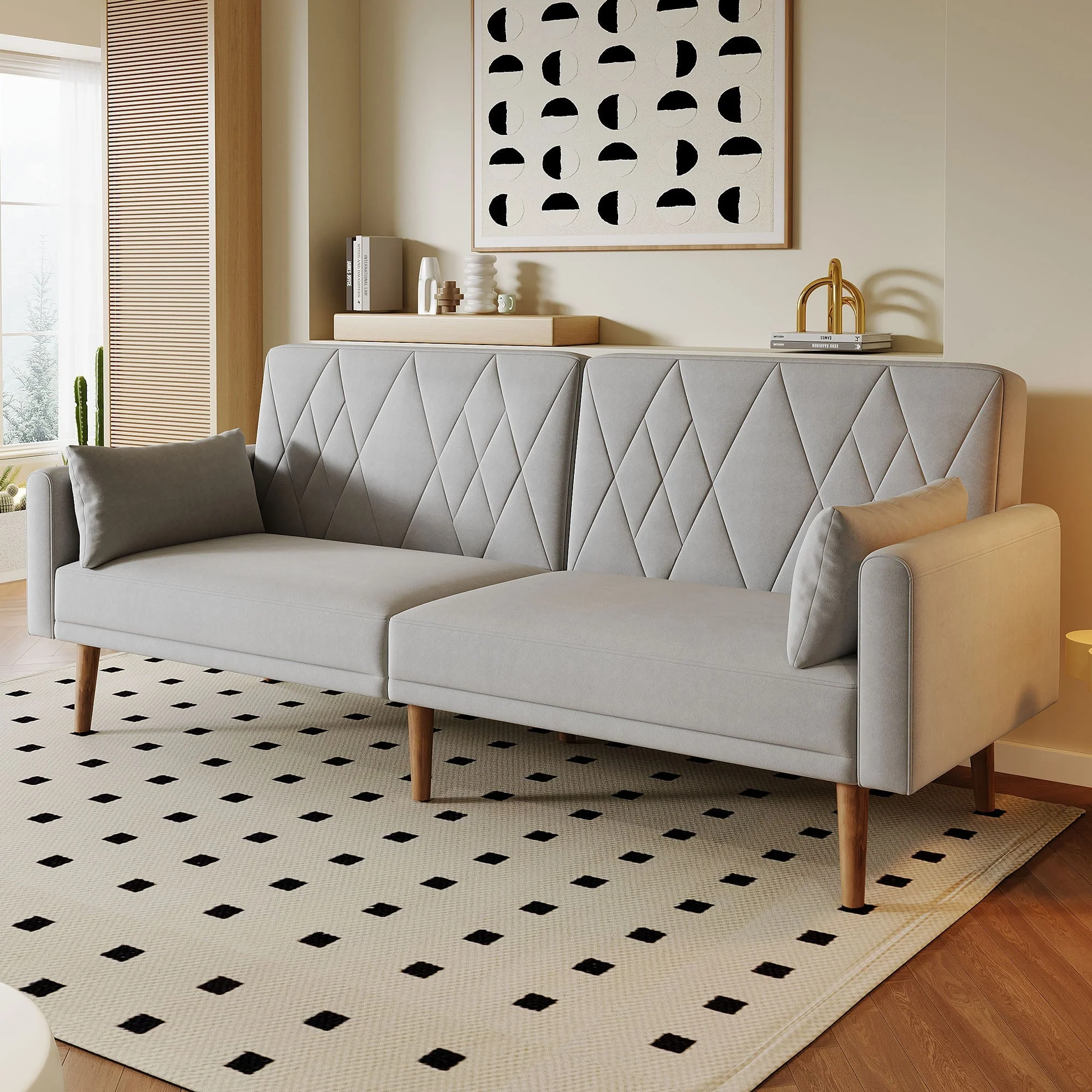 Sofa Bed, Small Two-Seater with Sleep Function, Velvet Fabric - Image 4