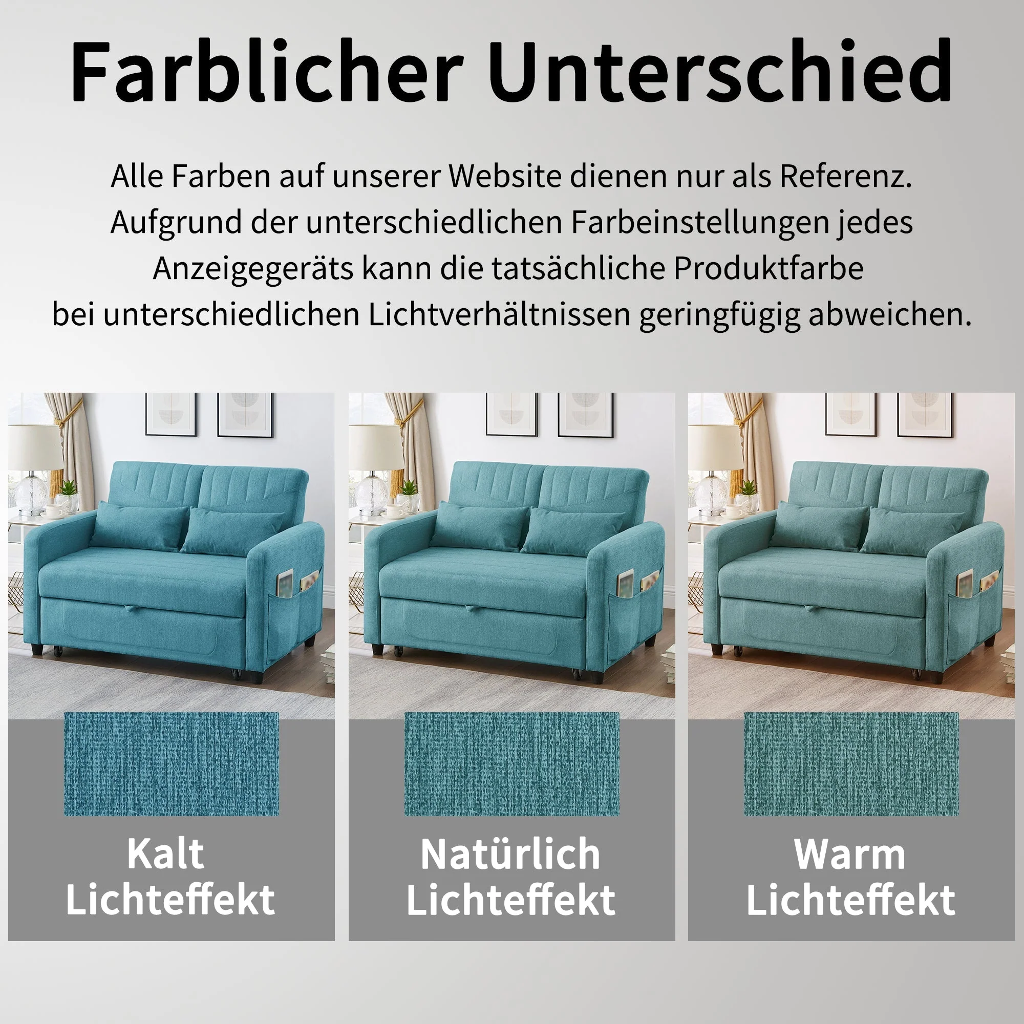 Sofa Bed, Two-Seater Folding Extendable, Three-Level Adjustable Backrest, Cotton Linen Fabric - Image 9