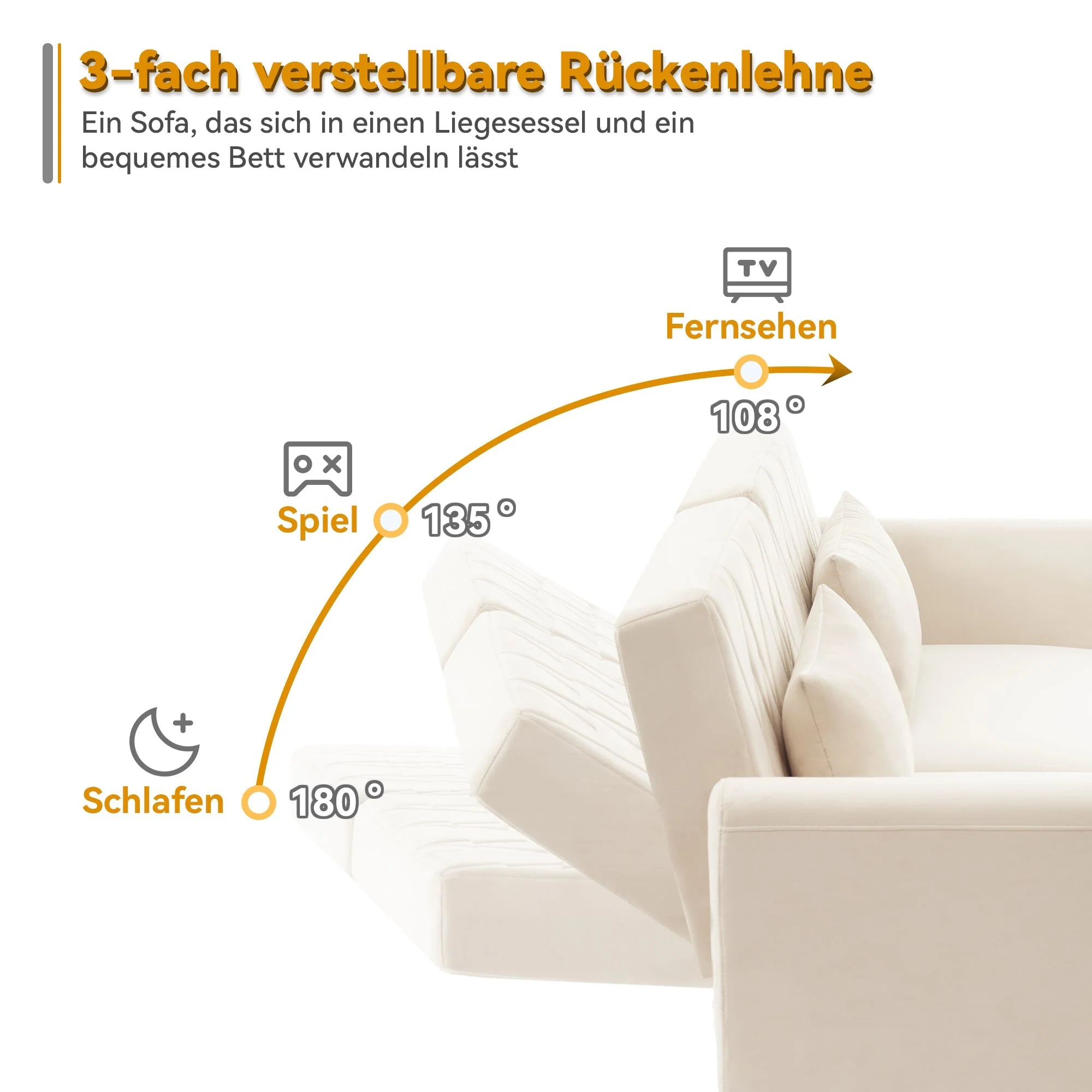 Sofa Bed, Two-Seater, Sleep Function, Velvet Fabric - Image 6