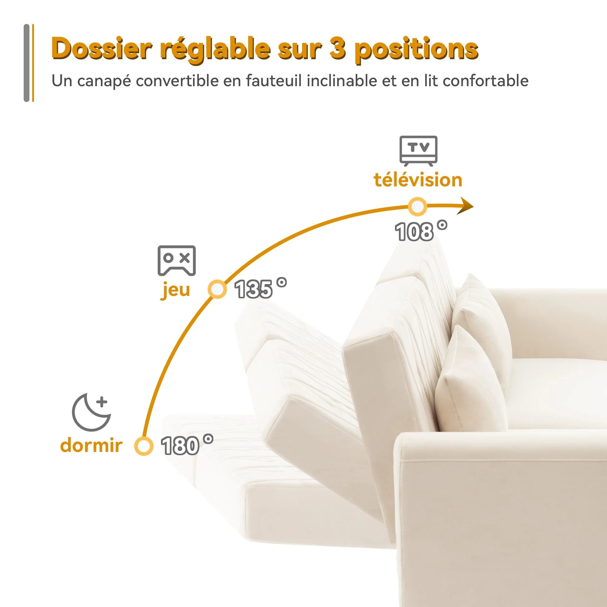 Sofa Bed, Two-Seater, Sleep Function, Velvet Fabric - Image 9