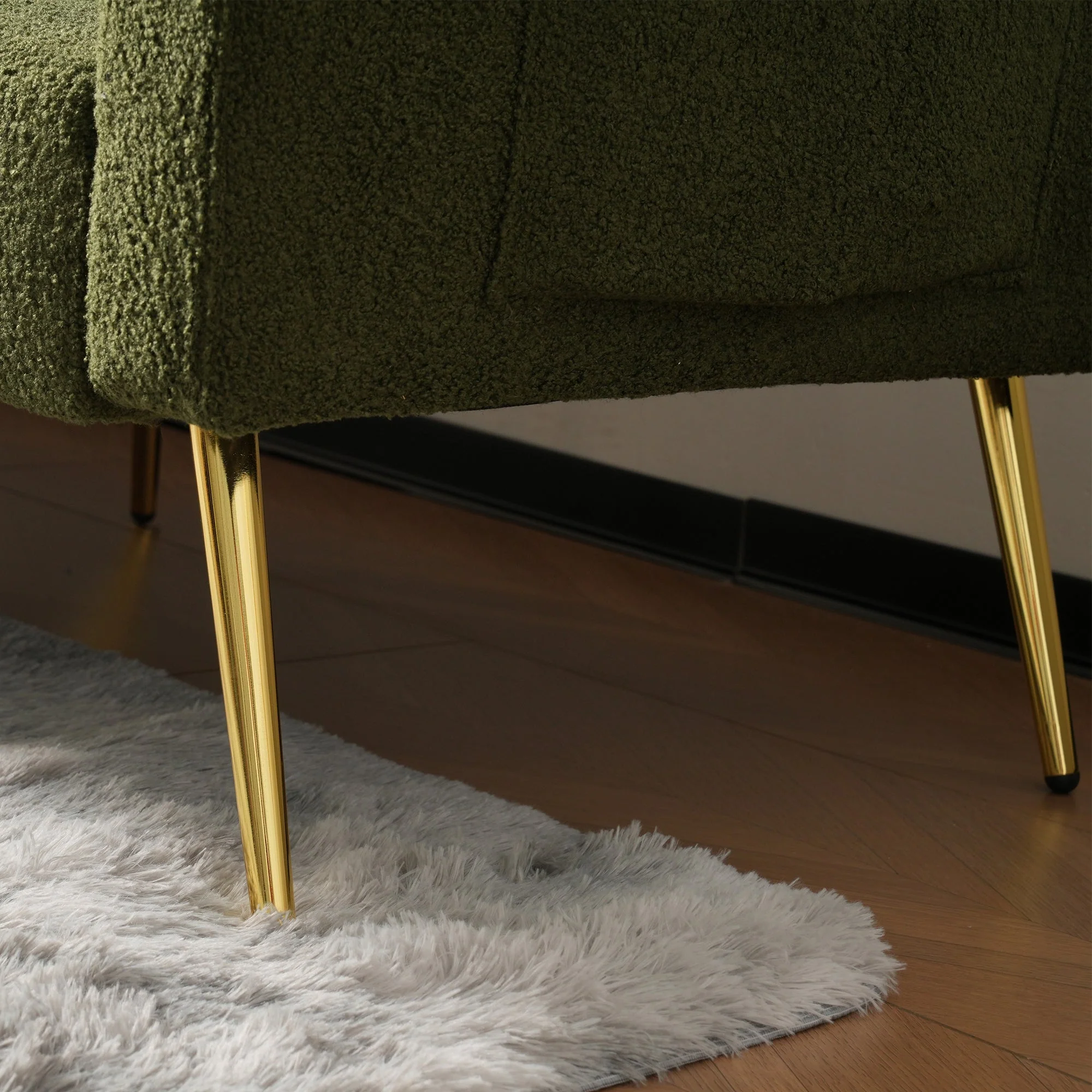 Sofa Bed with 3 Adjustable Backrest Angles and Storage Pockets, Gold Legs - Image 7