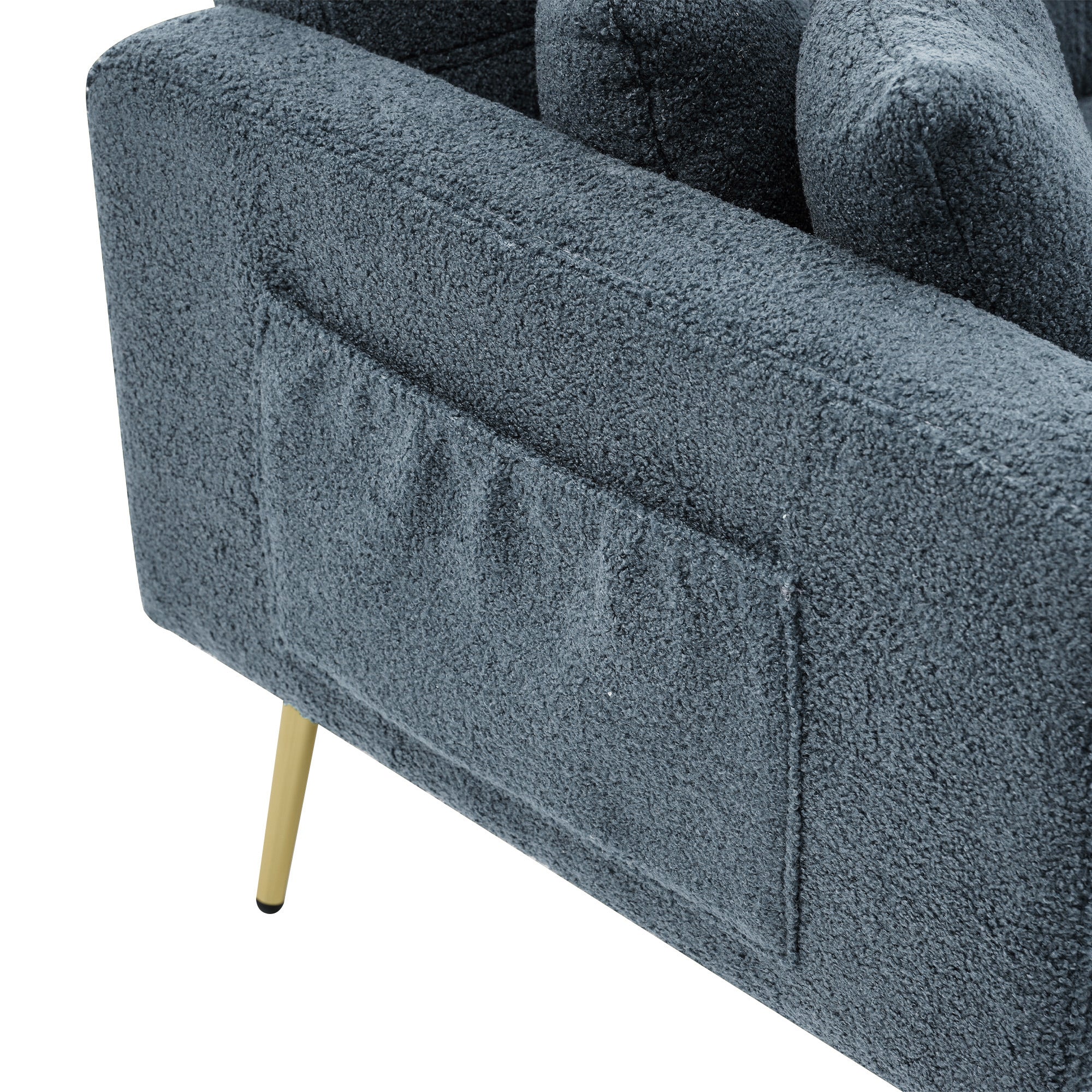 Sofa Bed with Adjustable Backrest, Cushions, Storage Pockets, Gold Legs - Image 6