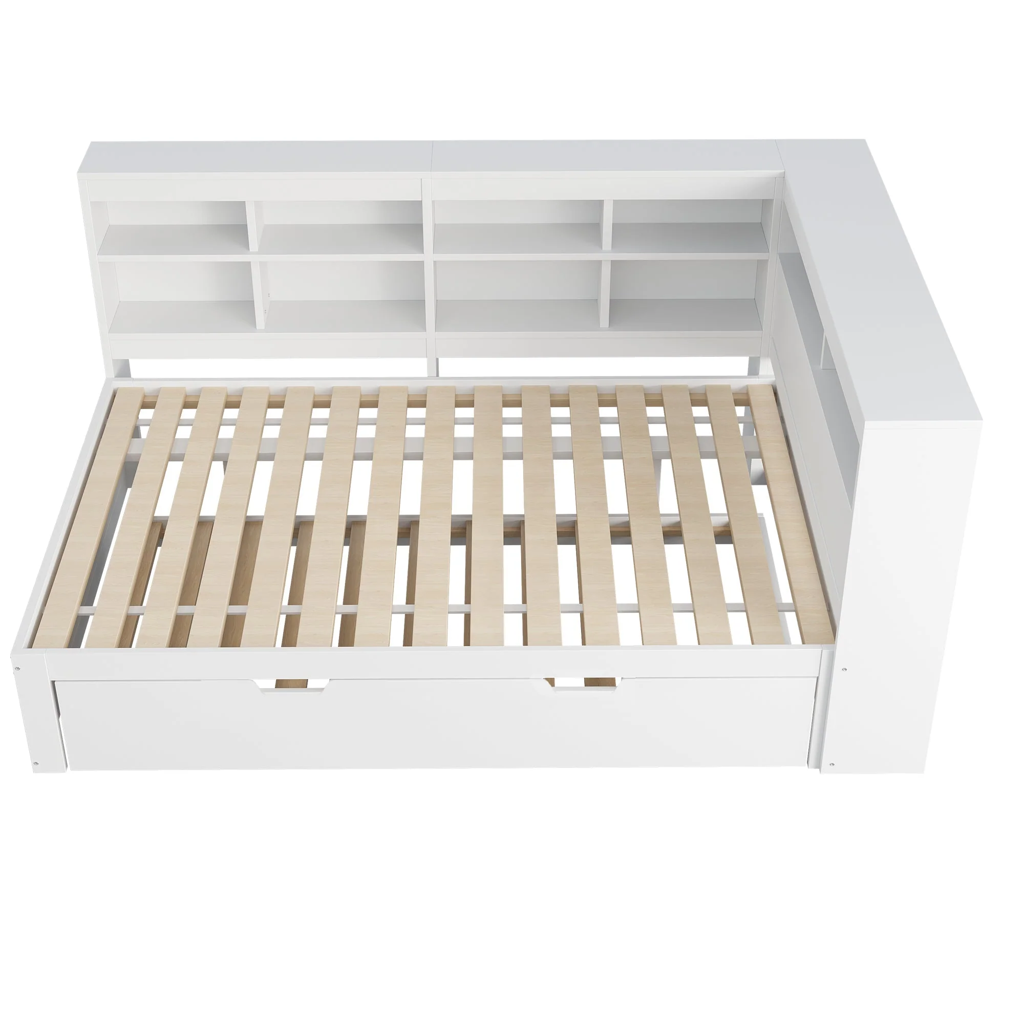 Sofa Bed with USB & Storage, Solid Wood, White - Image 5
