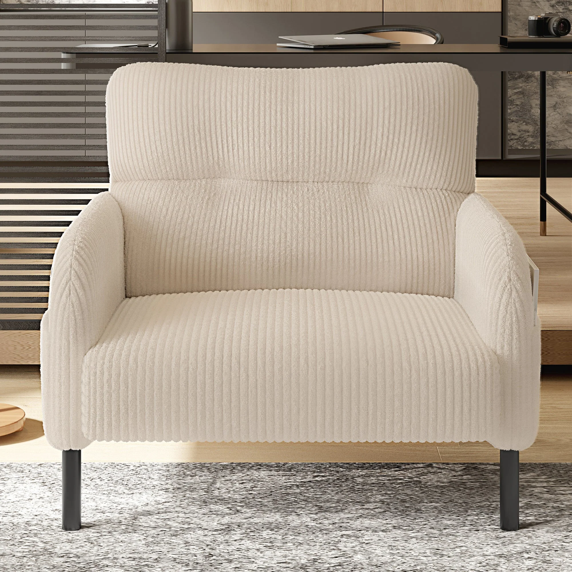 Sofa/Chair Comfortable Seat Depth, Armrests with Side Pockets, Solid Structure, Velvet Fabric - Image 8