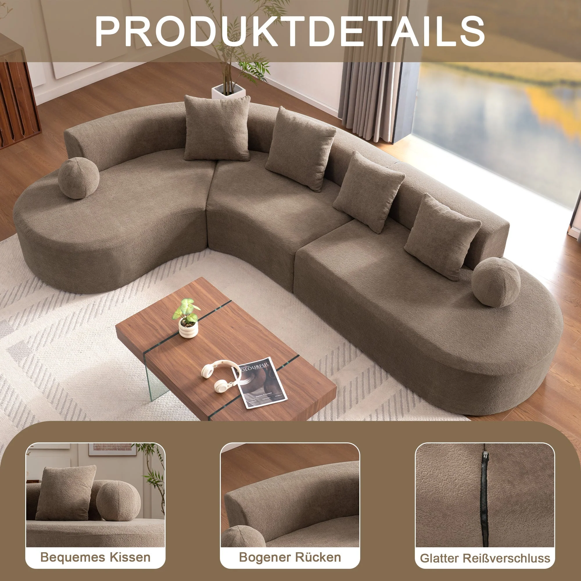 Sofa Large Arched Cloud-Like L-Shape - Image 6