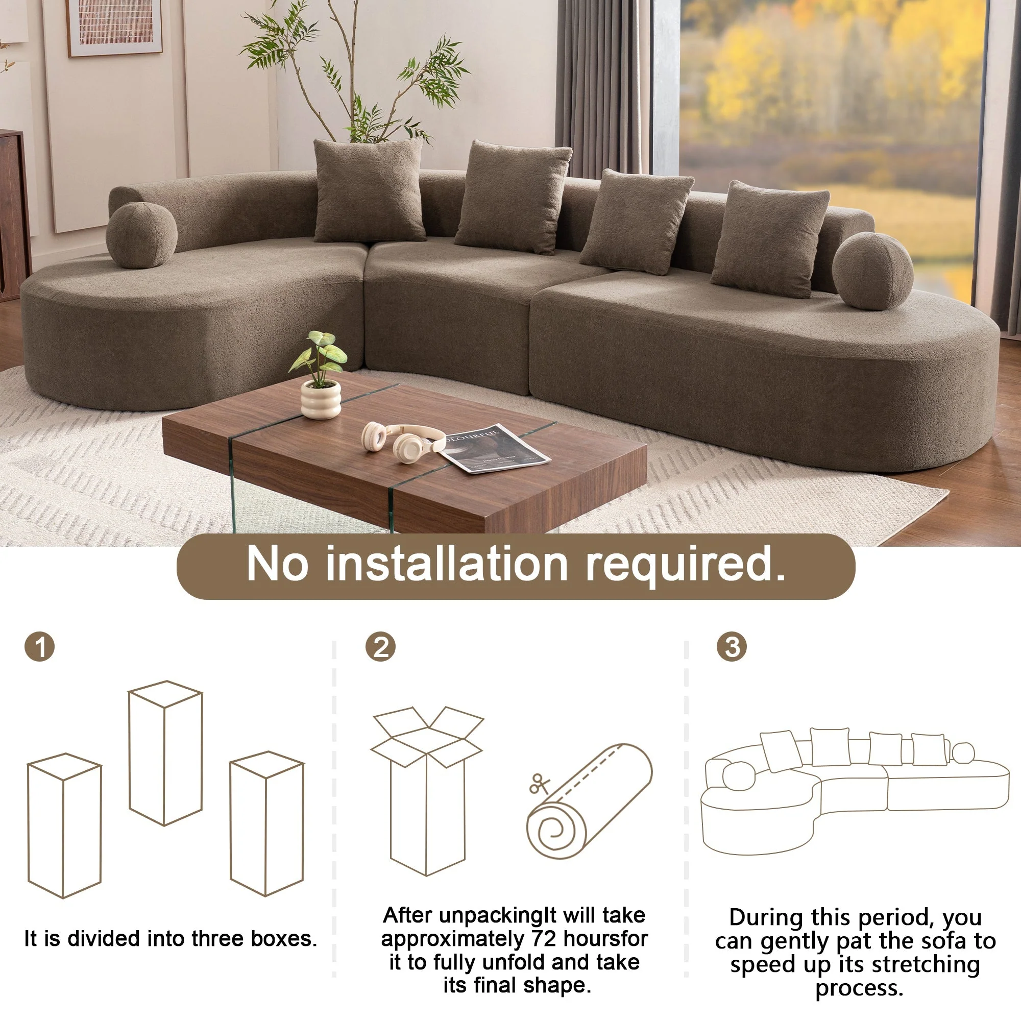 Sofa Large Arched Cloud-Like L-Shape - Image 7