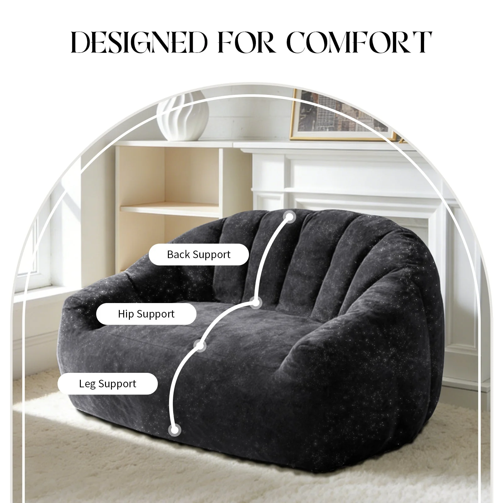 Sofa Sculptural Curved Wave Backrest - Image 7