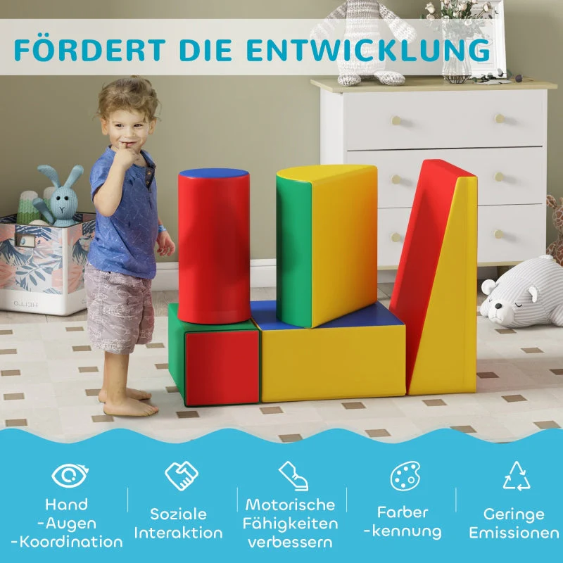 Soft Building Blocks for Climbing and Crawling, Various Shapes, Multicolored Faux Leather - Image 7
