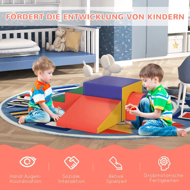 Soft Building Blocks Set for Climbing and Sliding, for Children Aged 1-3, Multicoloured - Image 4