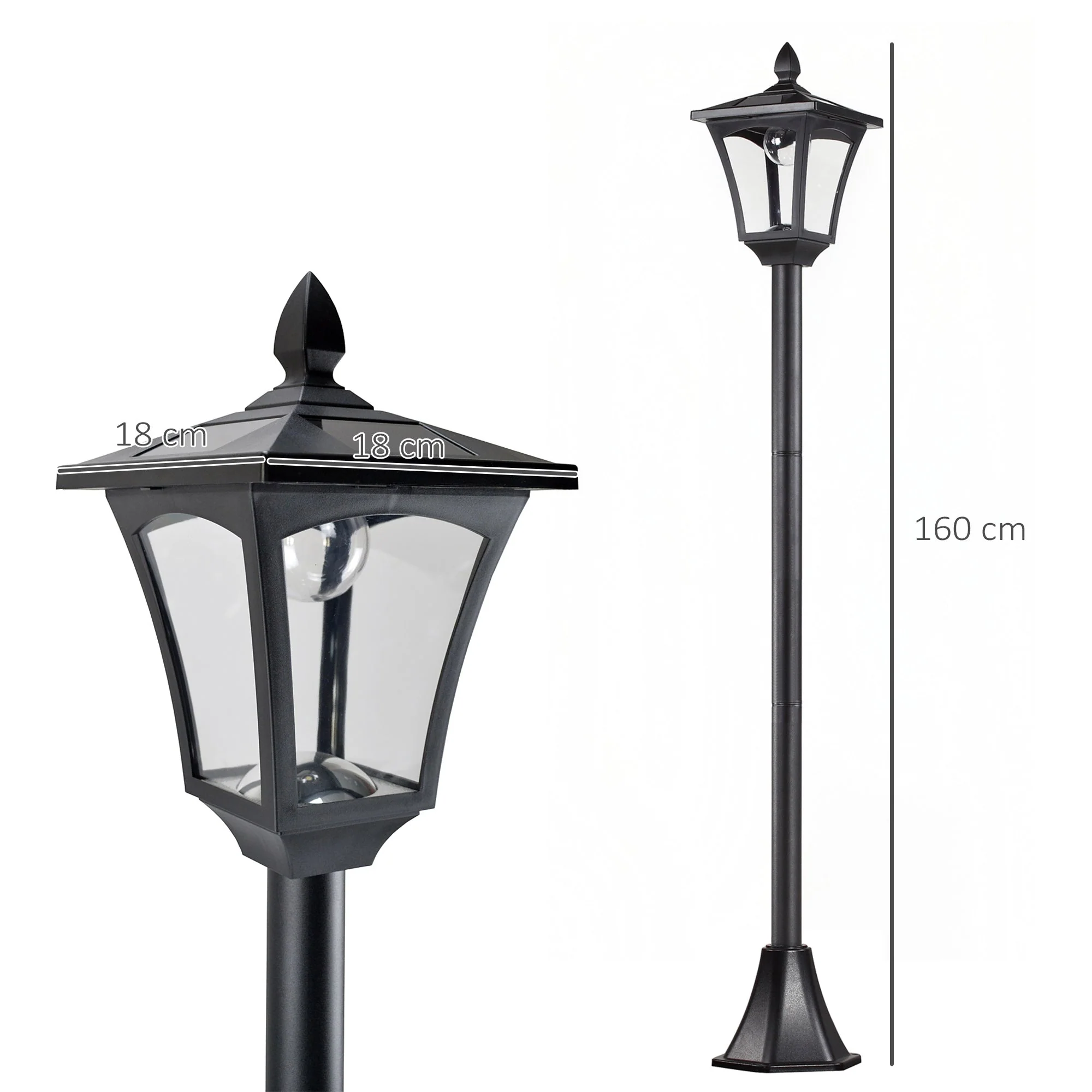 Solar Garden Lantern Path Light LED 40 Lumen Black - Image 3