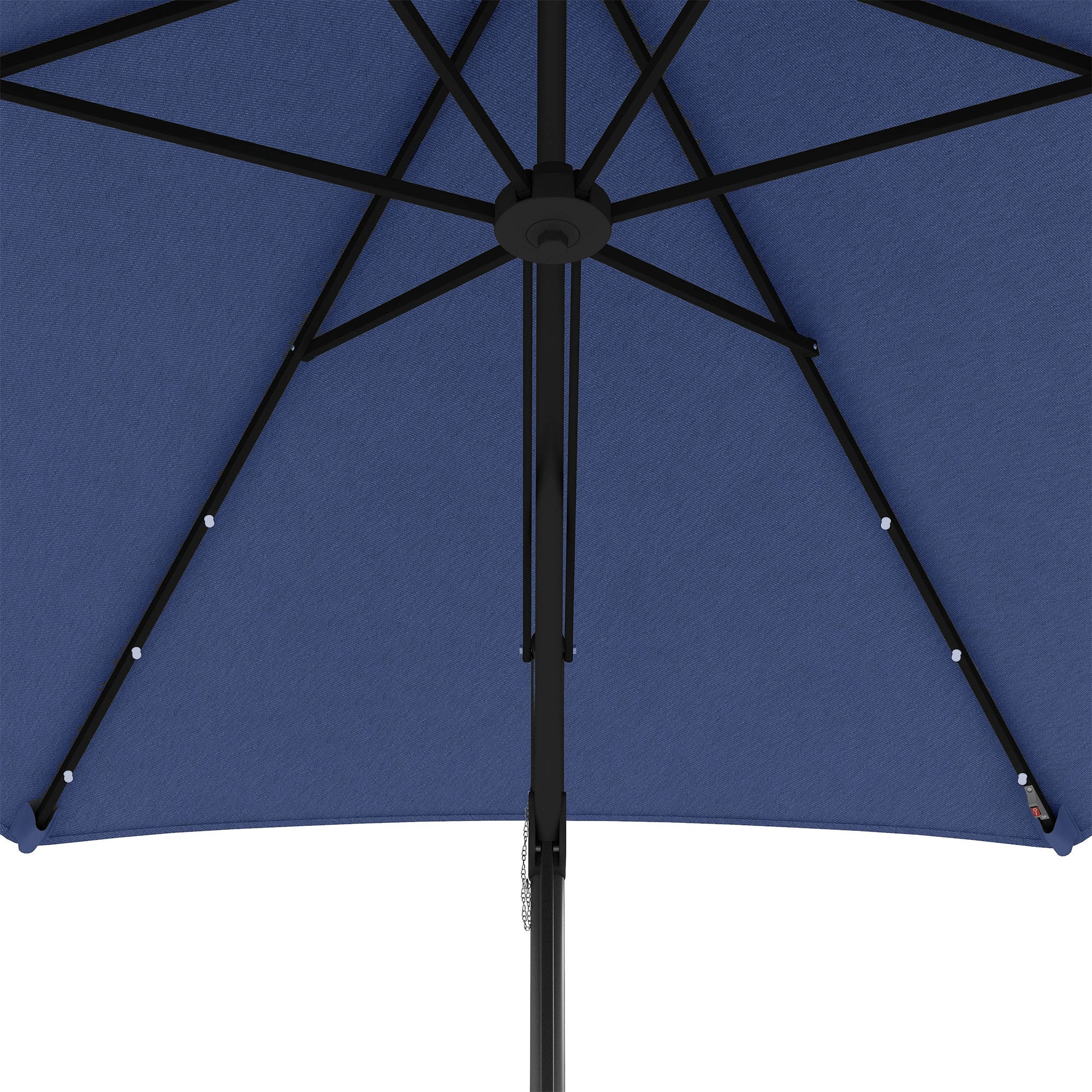 Solar Parasol, LED, Ø290x260 cm, UV Protection, Hand Crank, Polyester Dark Blue - Image 8