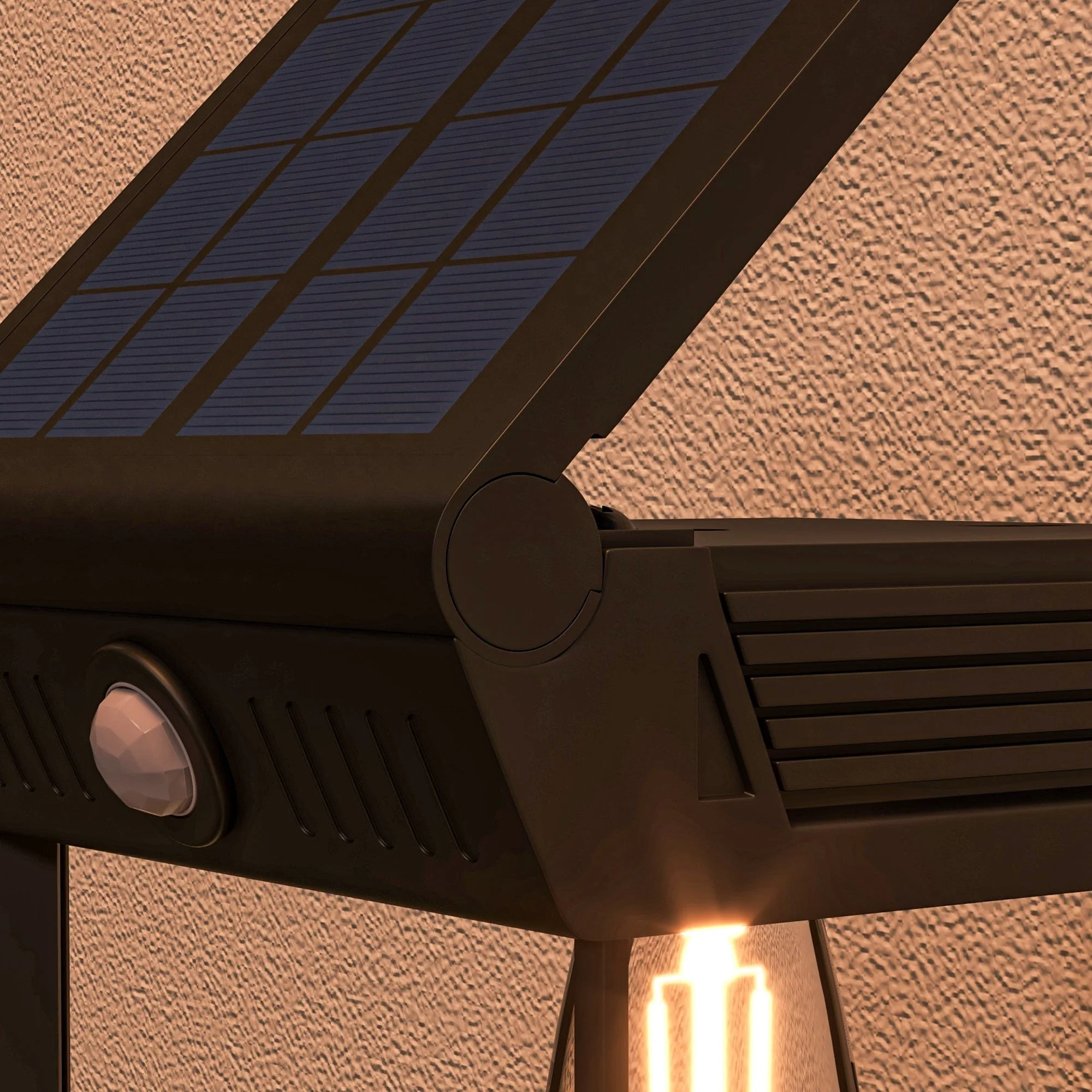 Solar Wall Light LED Outdoor, Warm White, Adjustable with Light Sensor IP44, Black - Image 8