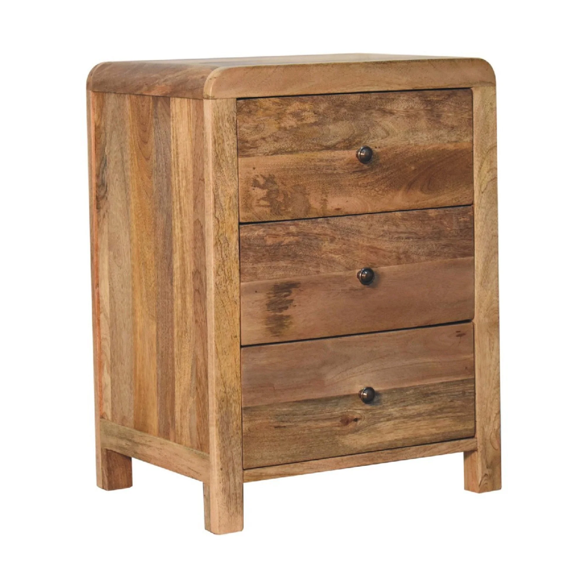 Solid Wood Aspen Bedside with 3 Drawers, Oak-ish Beige - Image 3