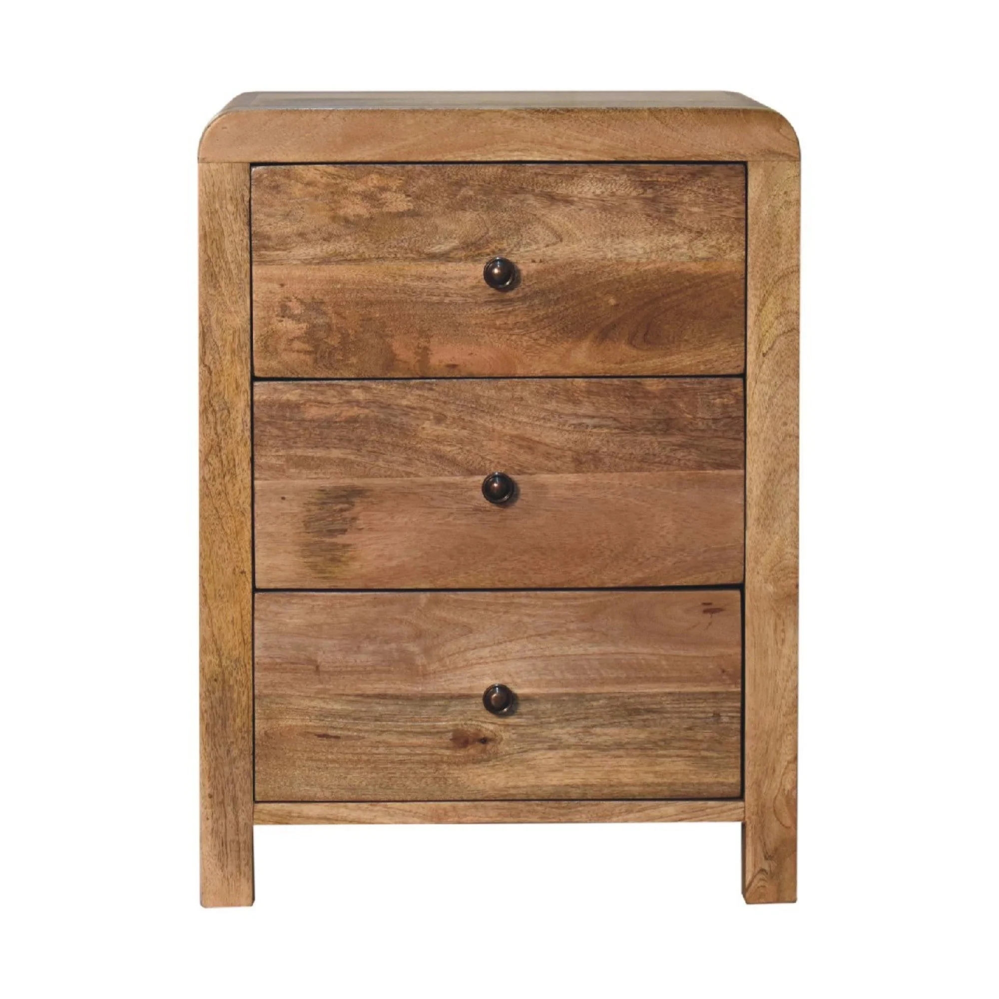 Solid Wood Aspen Bedside with 3 Drawers, Oak-ish Beige - Image 5