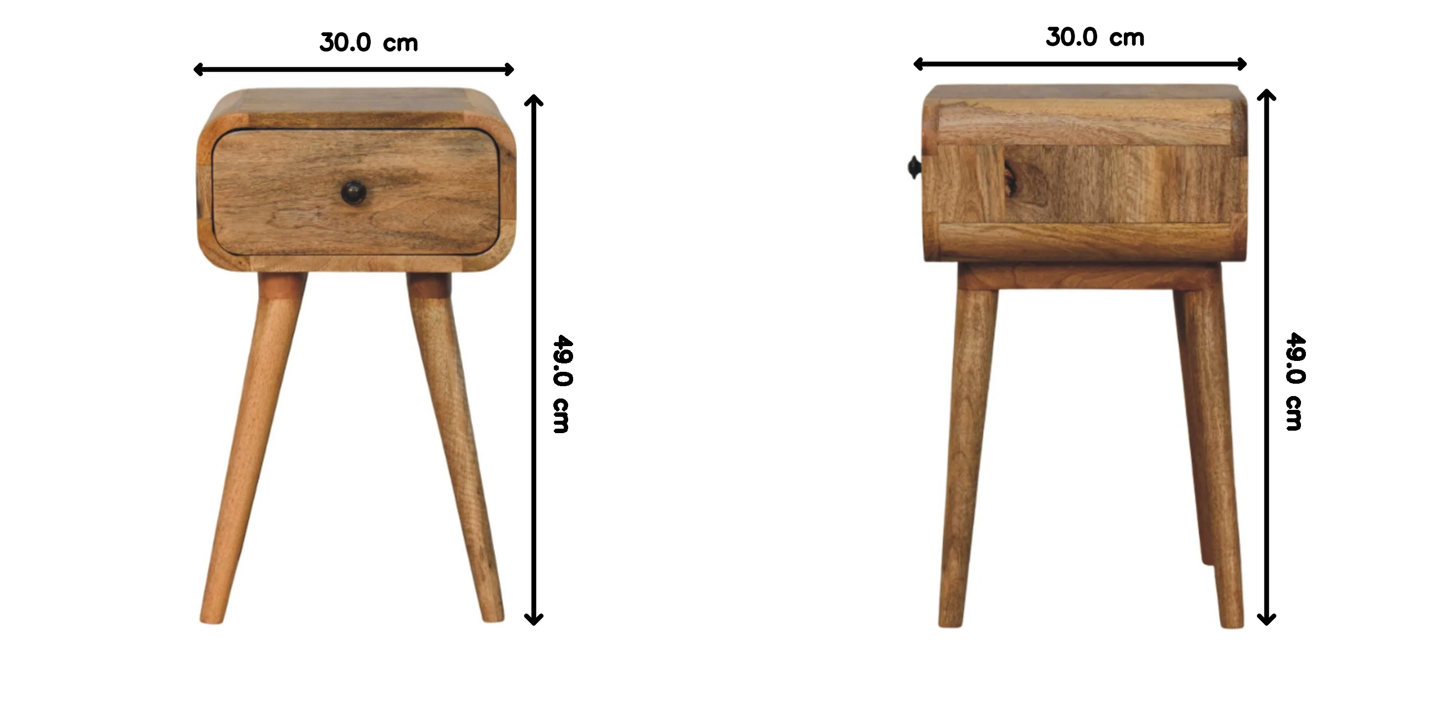 Solid Wood Avora Mini Nightstand with 1 Drawer, Brown Oak-ish Finish - Image 9