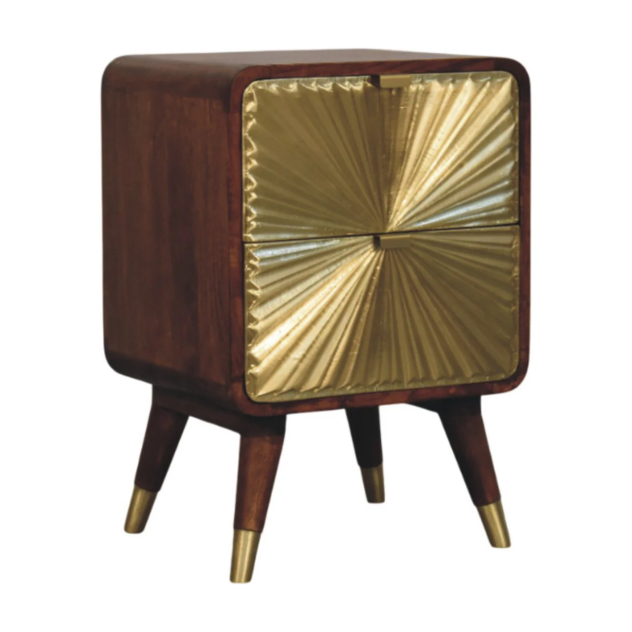 Solid Wood Avora Nightstand, 2 Drawers, Gold and Dark Brown - Image 10