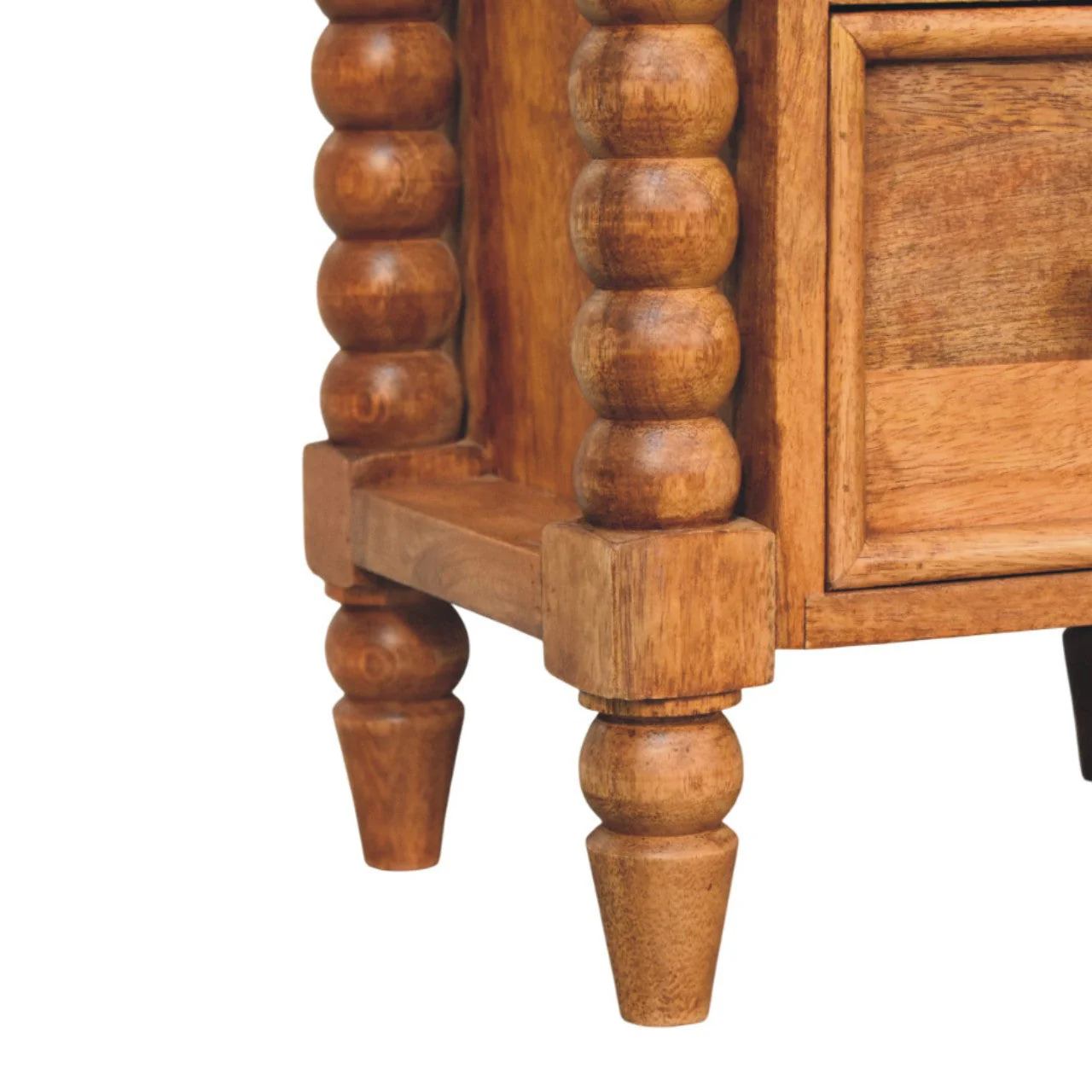 Solid Wood Barley Twist 2-Drawer Bedside, Brown - Image 9