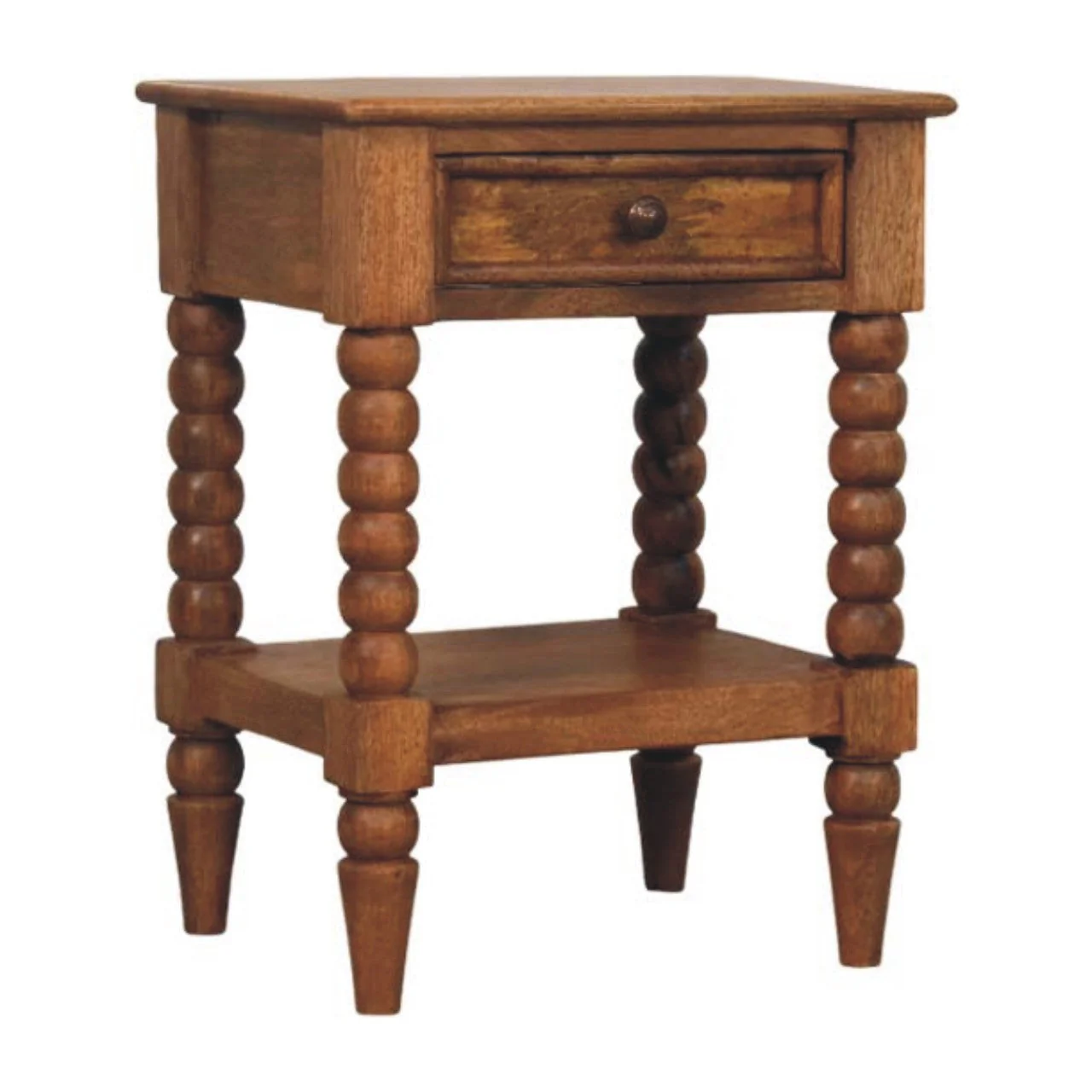 Solid Wood Bedside 1 Drawer 1 Shelf Brown
