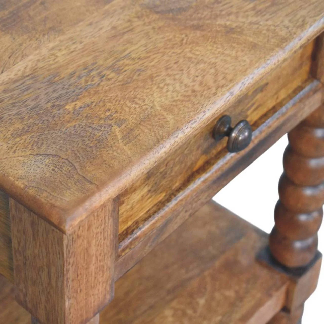 Solid Wood Bedside 1 Drawer 1 Shelf Brown - Image 5
