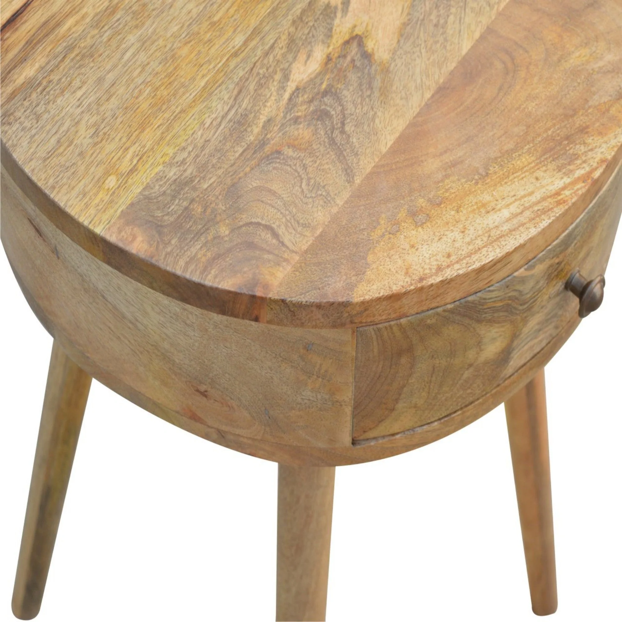 Solid Wood Bedside, Circular Shaped 1 Drawer, Nordic - Image 3