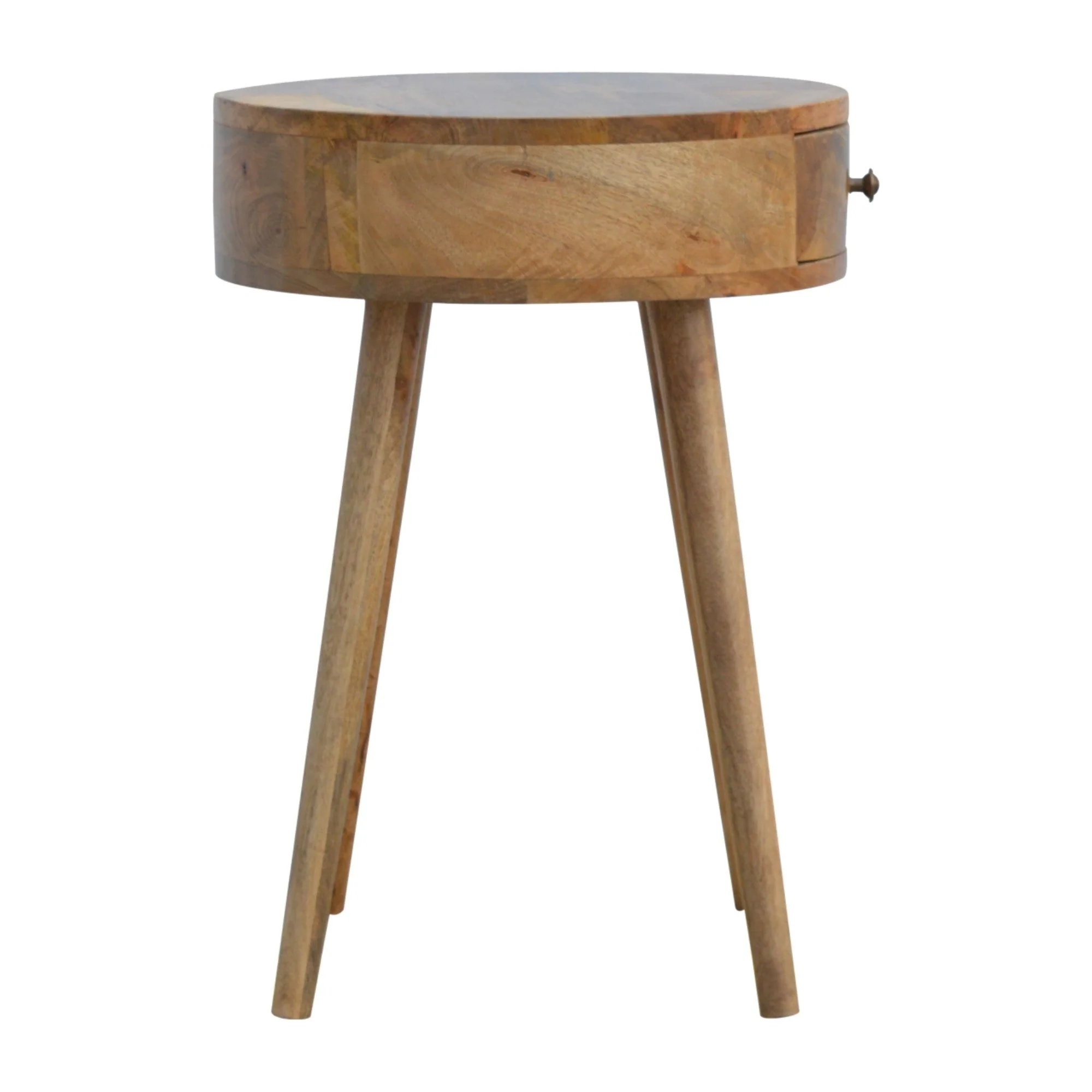 Solid Wood Bedside, Circular Shaped 1 Drawer, Nordic - Image 4