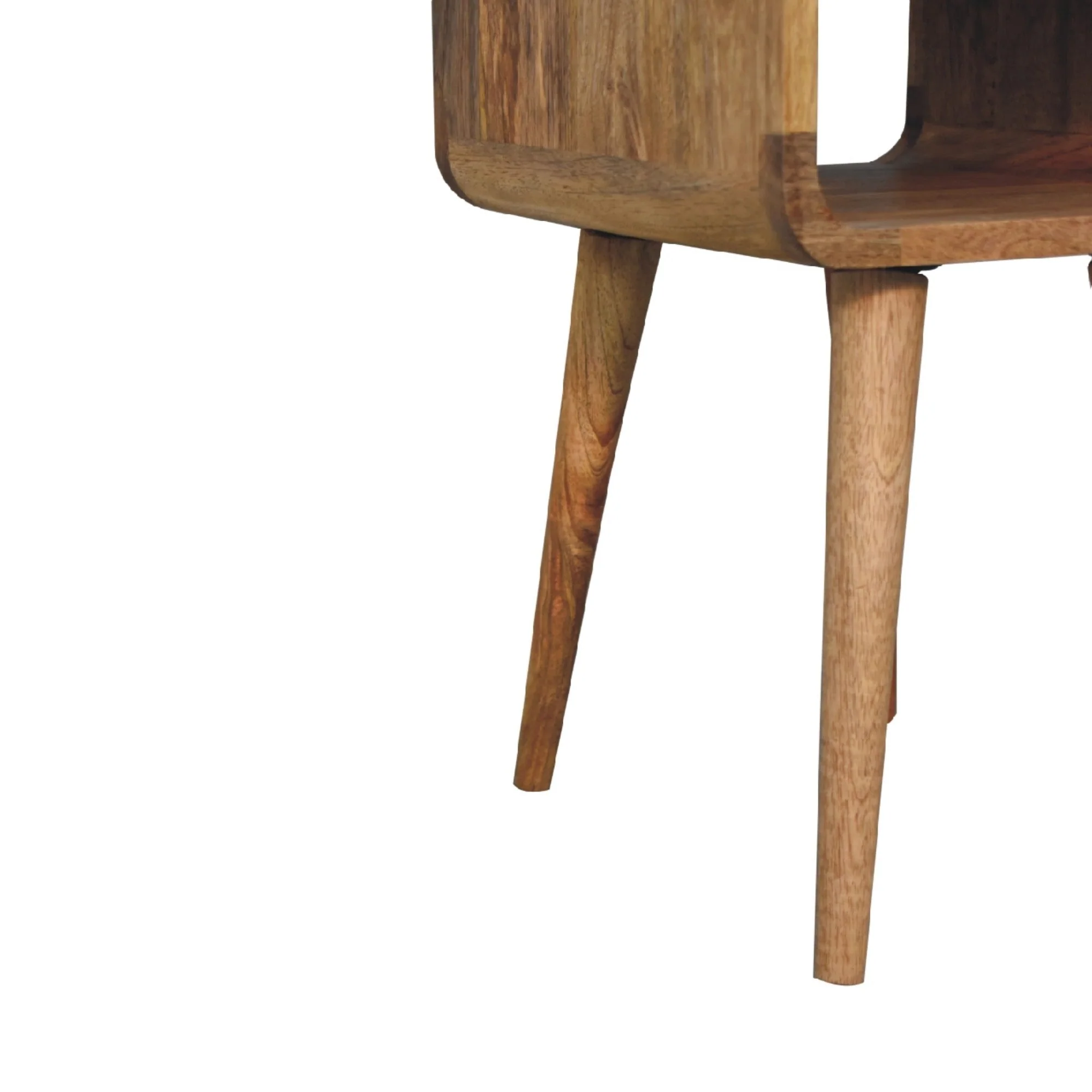 Solid Wood Bedside, Curve Lower with 1 Drawer and Open Slot, Oak-ish - Image 4