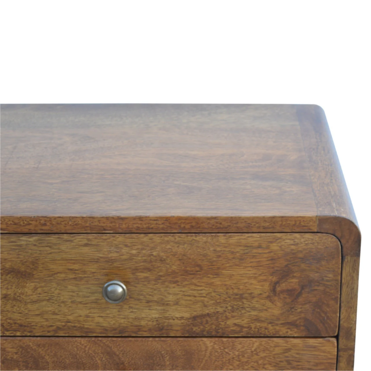Solid Wood Bedside, Curved Chestnut with 2 Drawers, Dark Brown - Image 6