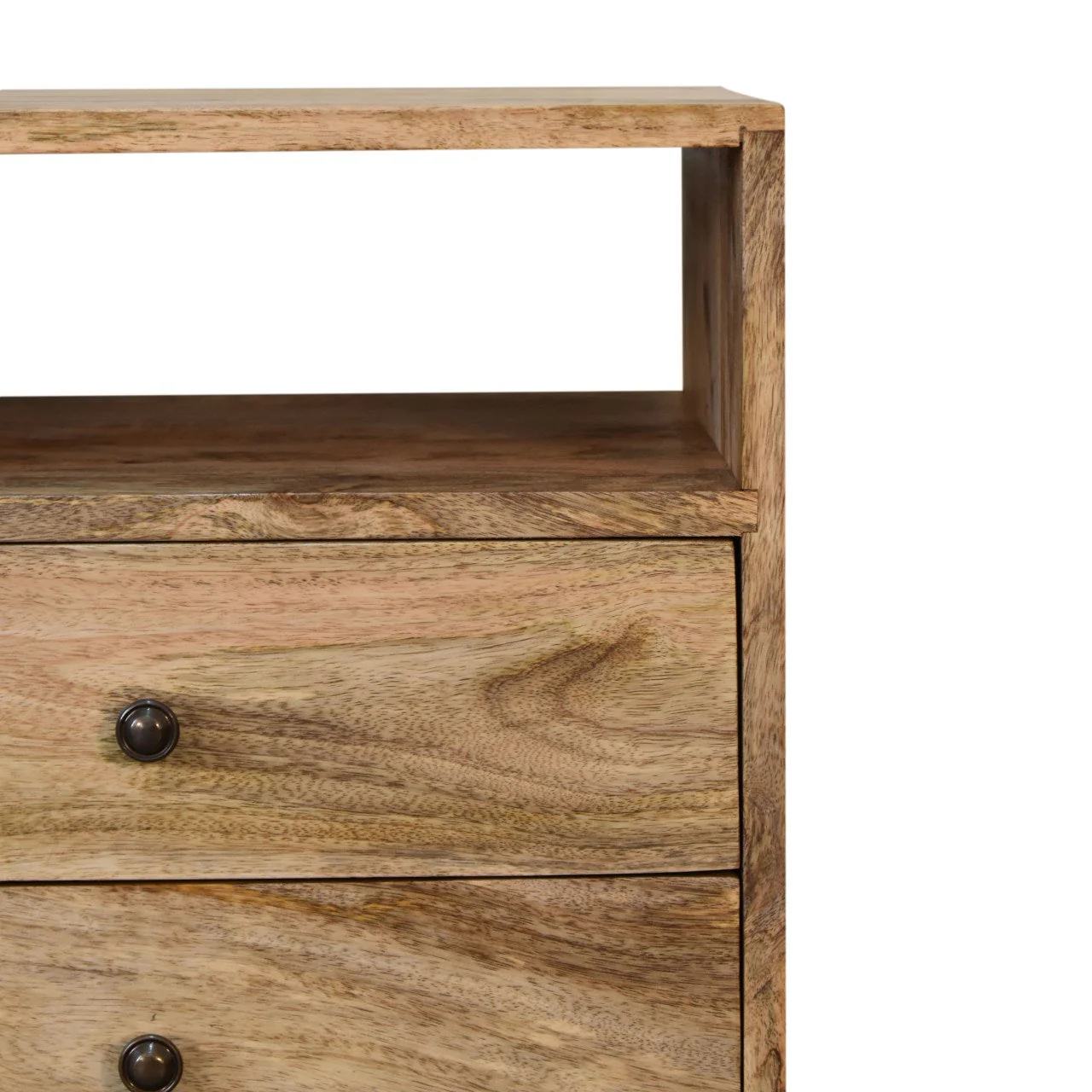 Solid Wood Bedside Table, 2 Drawers 1 Slot, Brown/Oak-ish Finish - Image 8