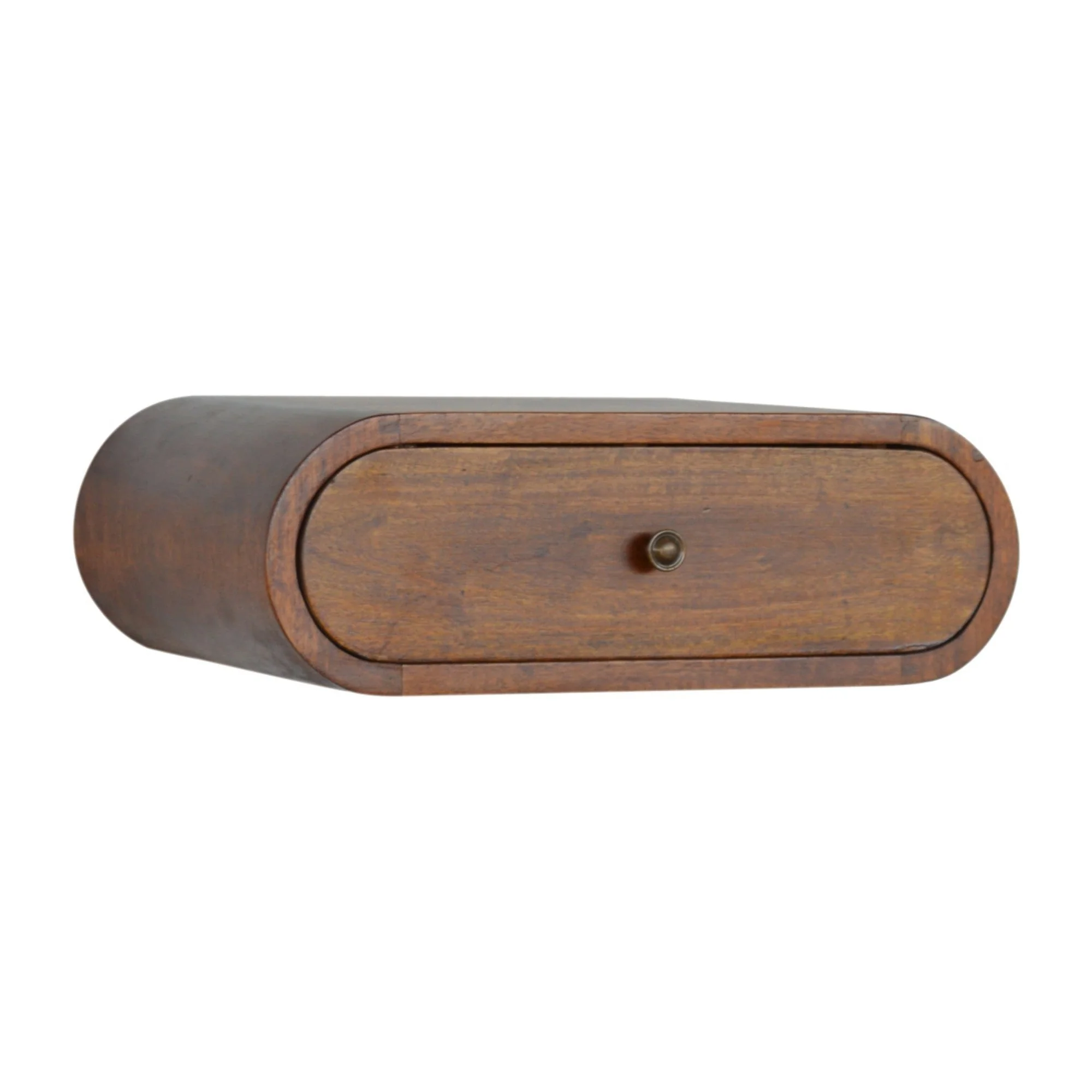 Solid Wood Bedside, Wall Mounted Round 1 Drawer, Dark Brown - Image 7